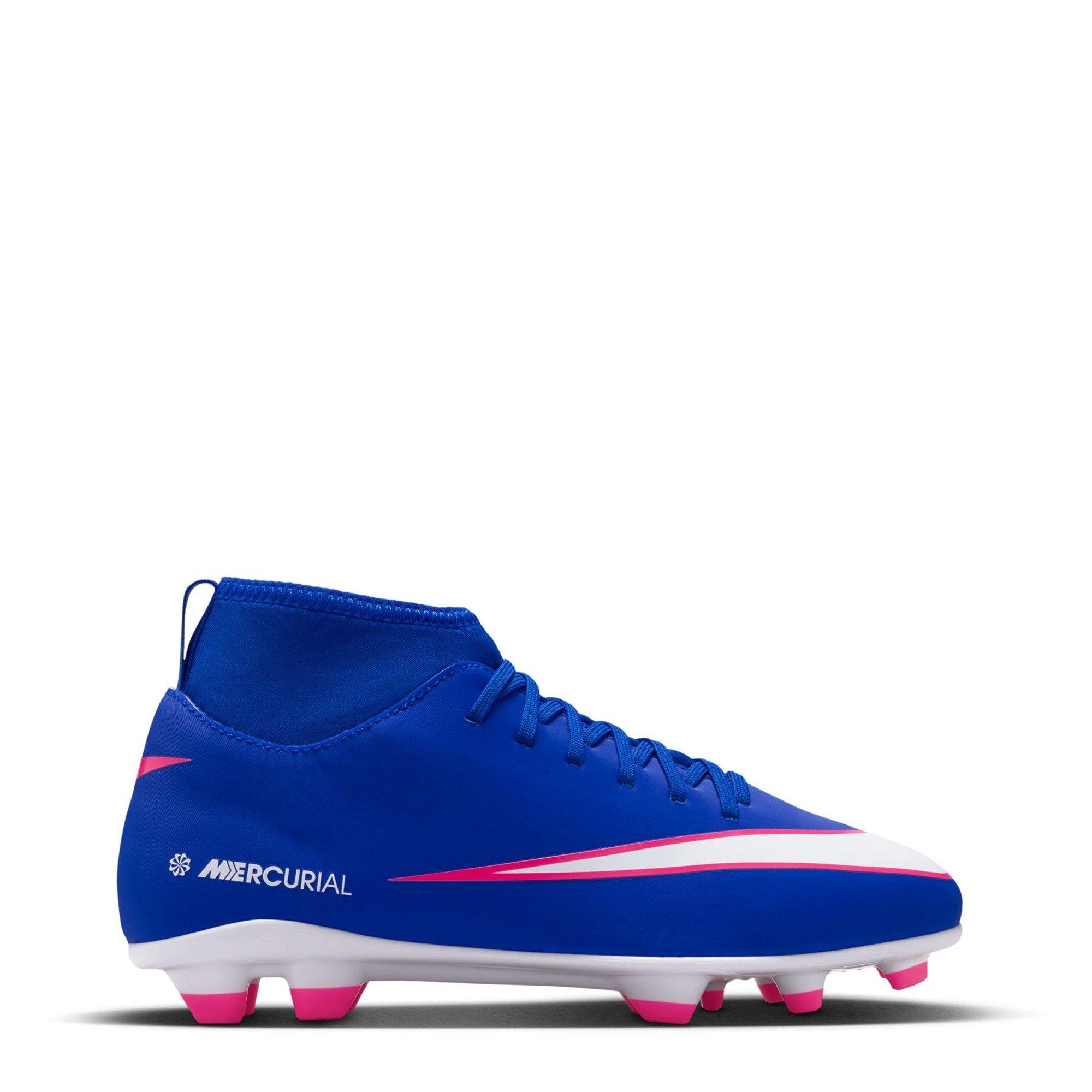 Nike Boys Mercurial Superfly 10 Junior Firm Ground Football Boots - Blue/Wht/Pink - 5.5 (38.5)