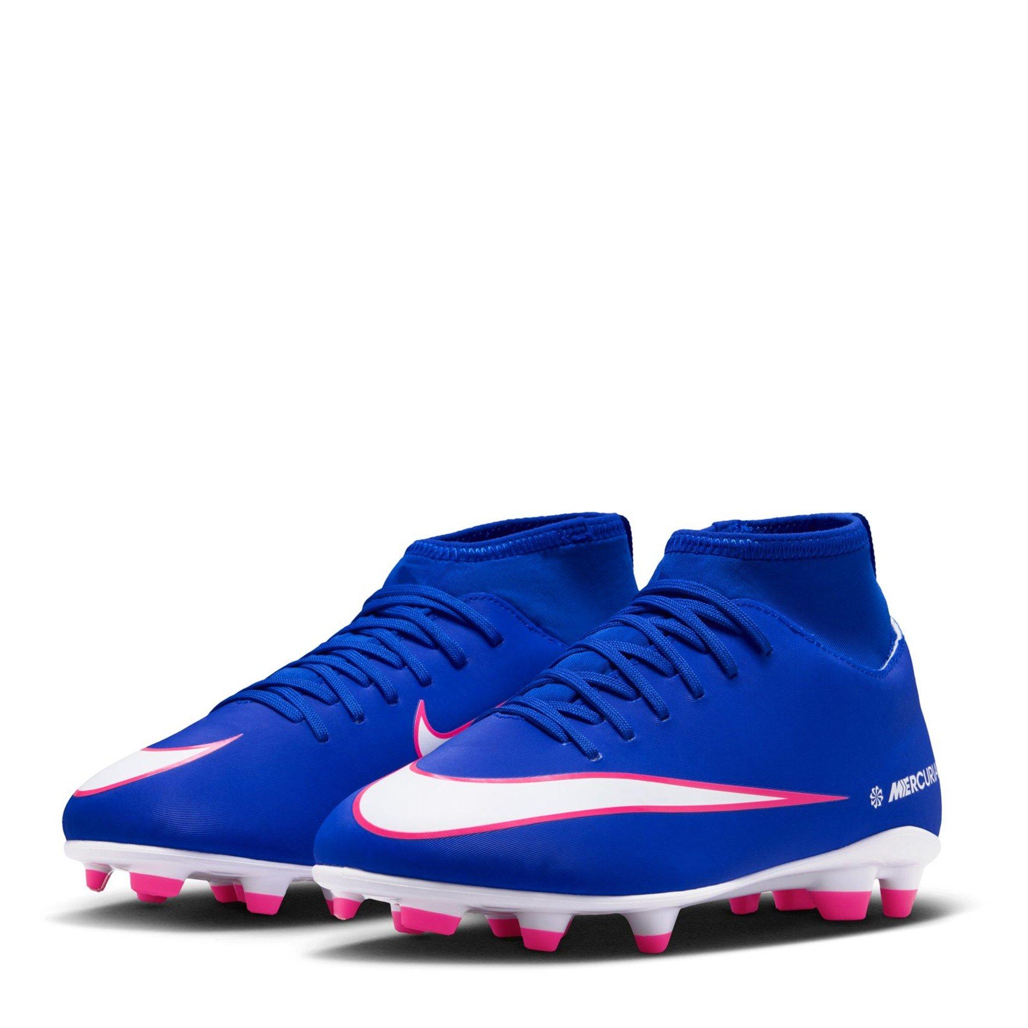 Azul/Blanco/Rosa - Nike - Mercurial Superfly 10 Junior Firm Ground Football Boots - 4