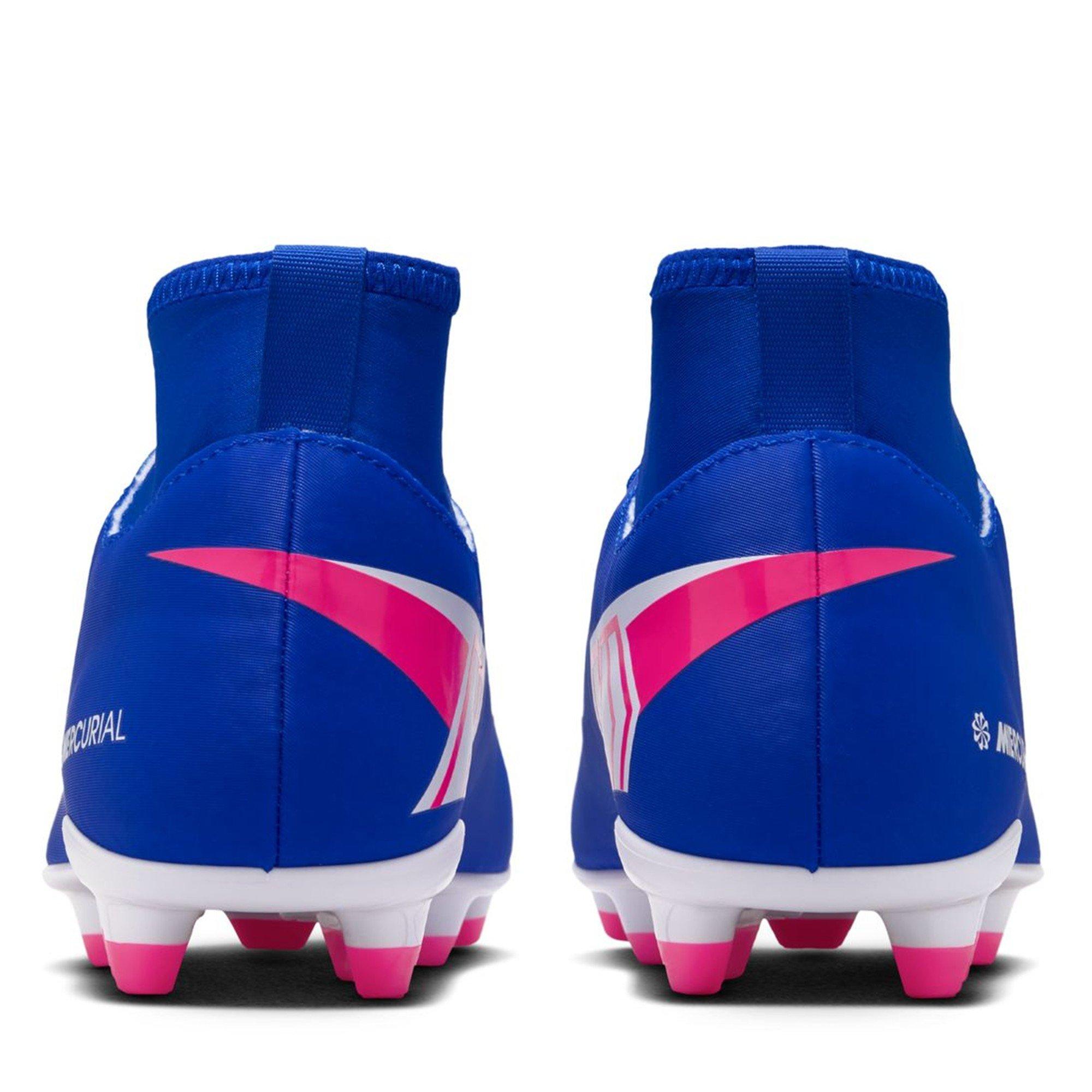 Azul/Blanco/Rosa - Nike - Mercurial Superfly 10 Junior Firm Ground Football Boots - 5