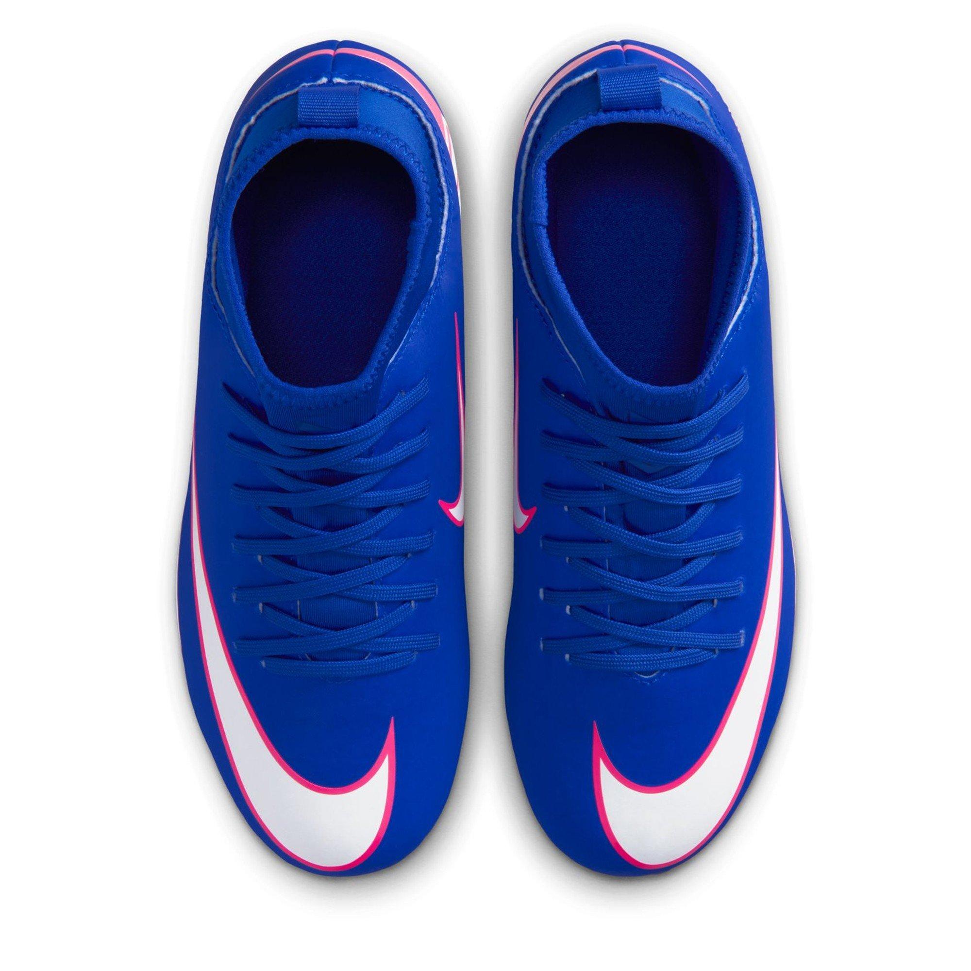 Azul/Blanco/Rosa - Nike - Mercurial Superfly 10 Junior Firm Ground Football Boots - 6