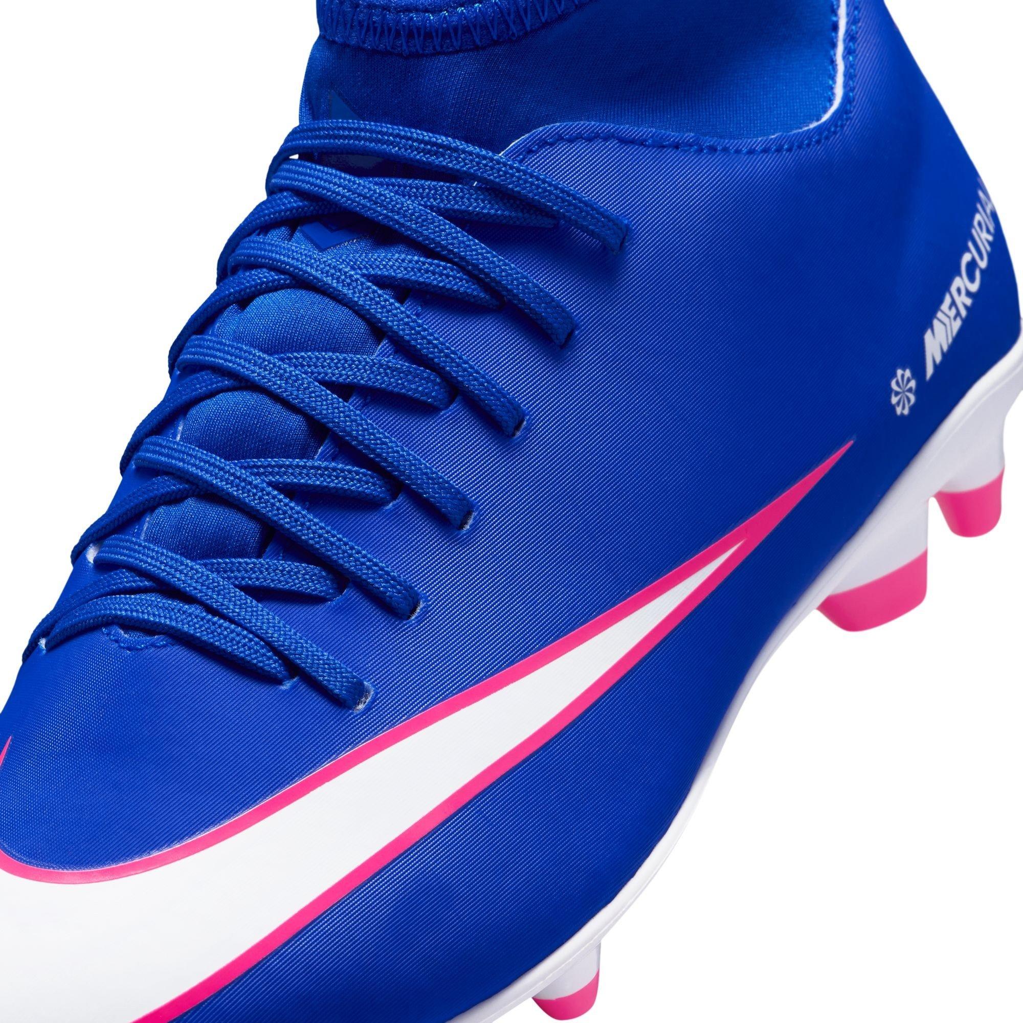 Azul/Blanco/Rosa - Nike - Mercurial Superfly 10 Junior Firm Ground Football Boots - 7