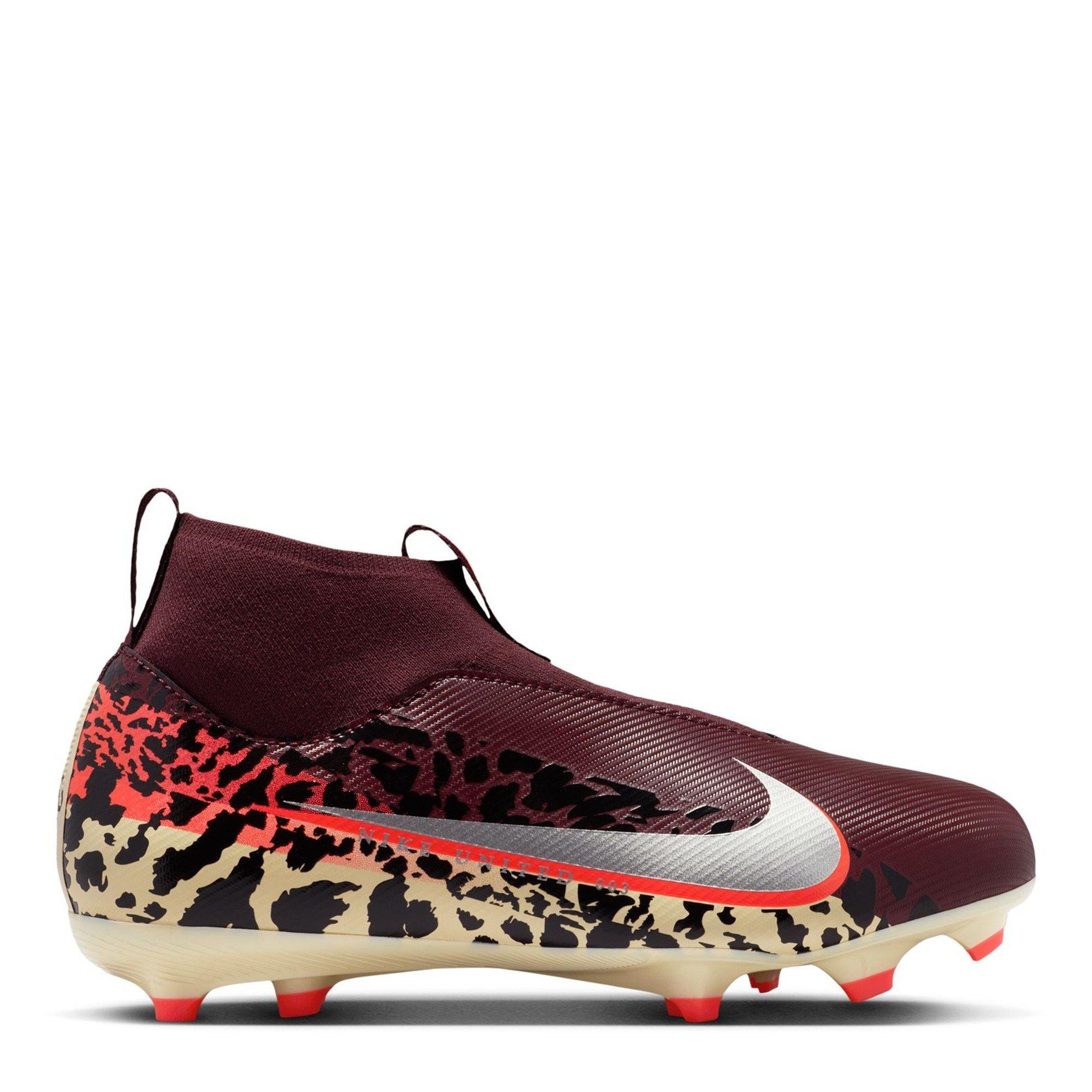Nike Boys Zoom Mercurial Superfly 10 Academy Juniors Firm Ground Football Boots - Burgundy/Print - 5.5 (38.5)