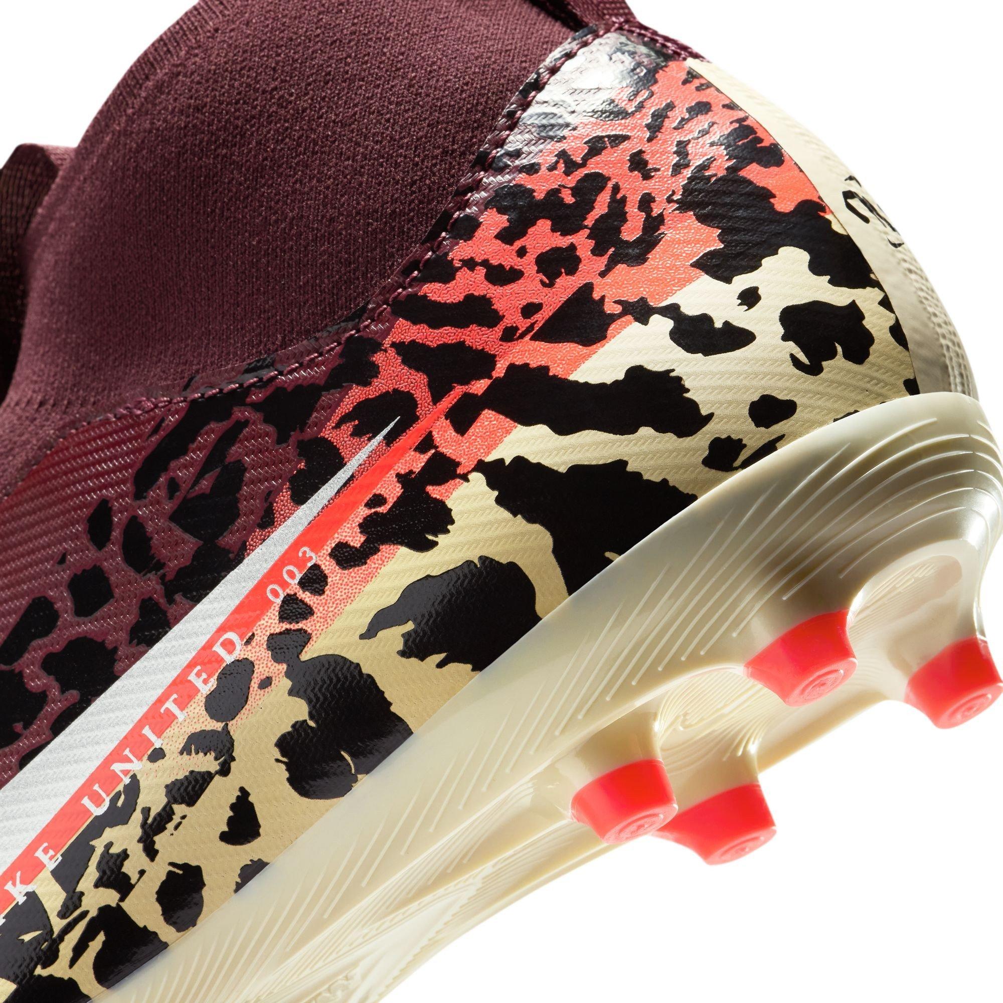 Bordeaux/Print - Nike - Zoom Mercurial Superfly 10 Academy Juniors Firm Ground Football Boots - 8