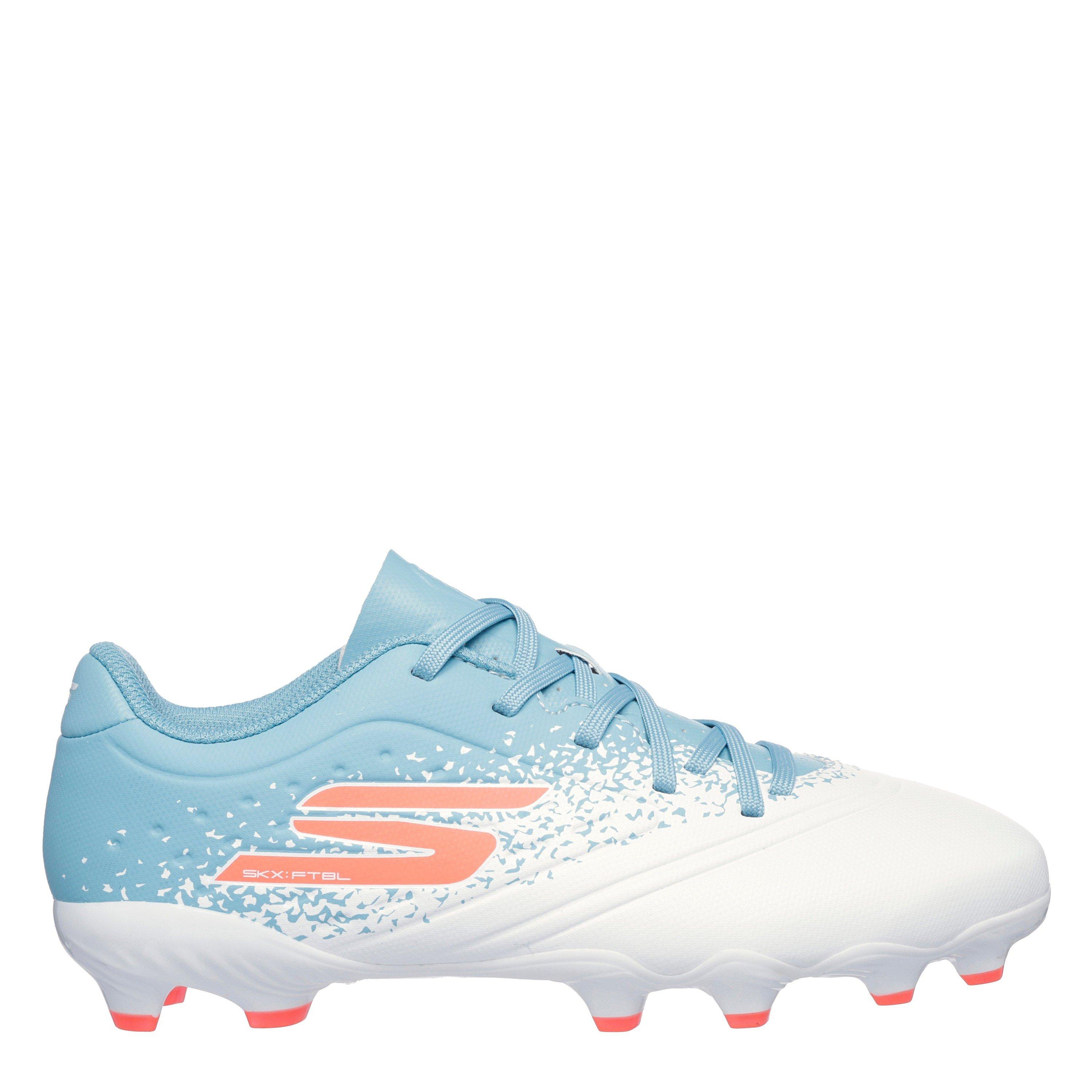Skechers Boys Razor Juniors Firm Ground Football Boots - White/Blue - 4 (37)