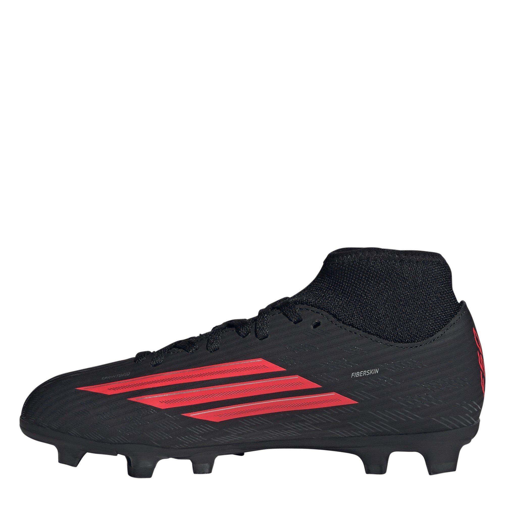 Black/Red - adidas - Kids' F50 Club Mid Cut F50 Firm Ground Football Boots - 2