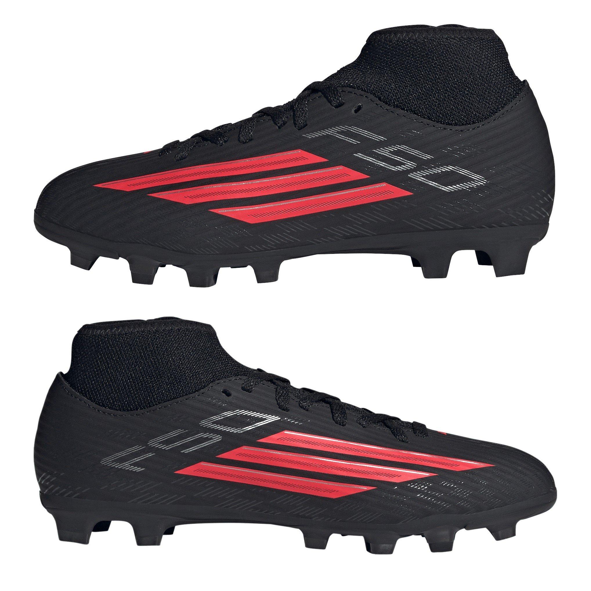 Black/Red - adidas - Kids' F50 Club Mid Cut F50 Firm Ground Football Boots - 9