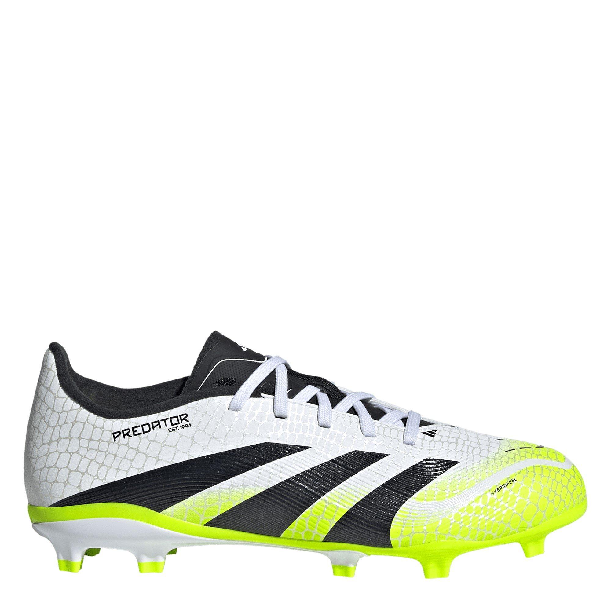 Adidas Boys Predator League Juniors Firm Ground Football Boots - White/Blk/Lemon - 5.5 (38.7)