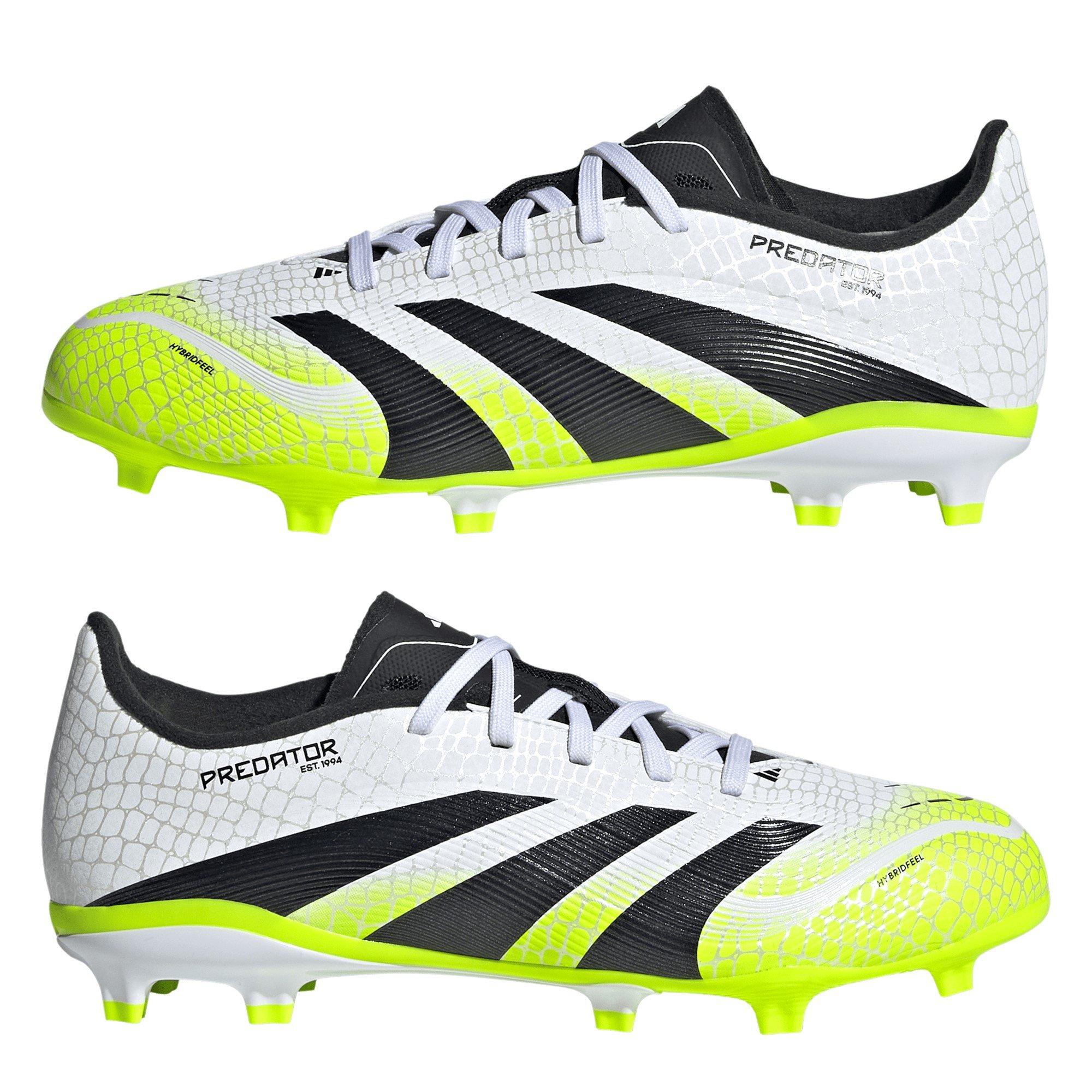 White/Blk/Lemon - adidas - Predator League Juniors Firm Ground Football Boots - 9