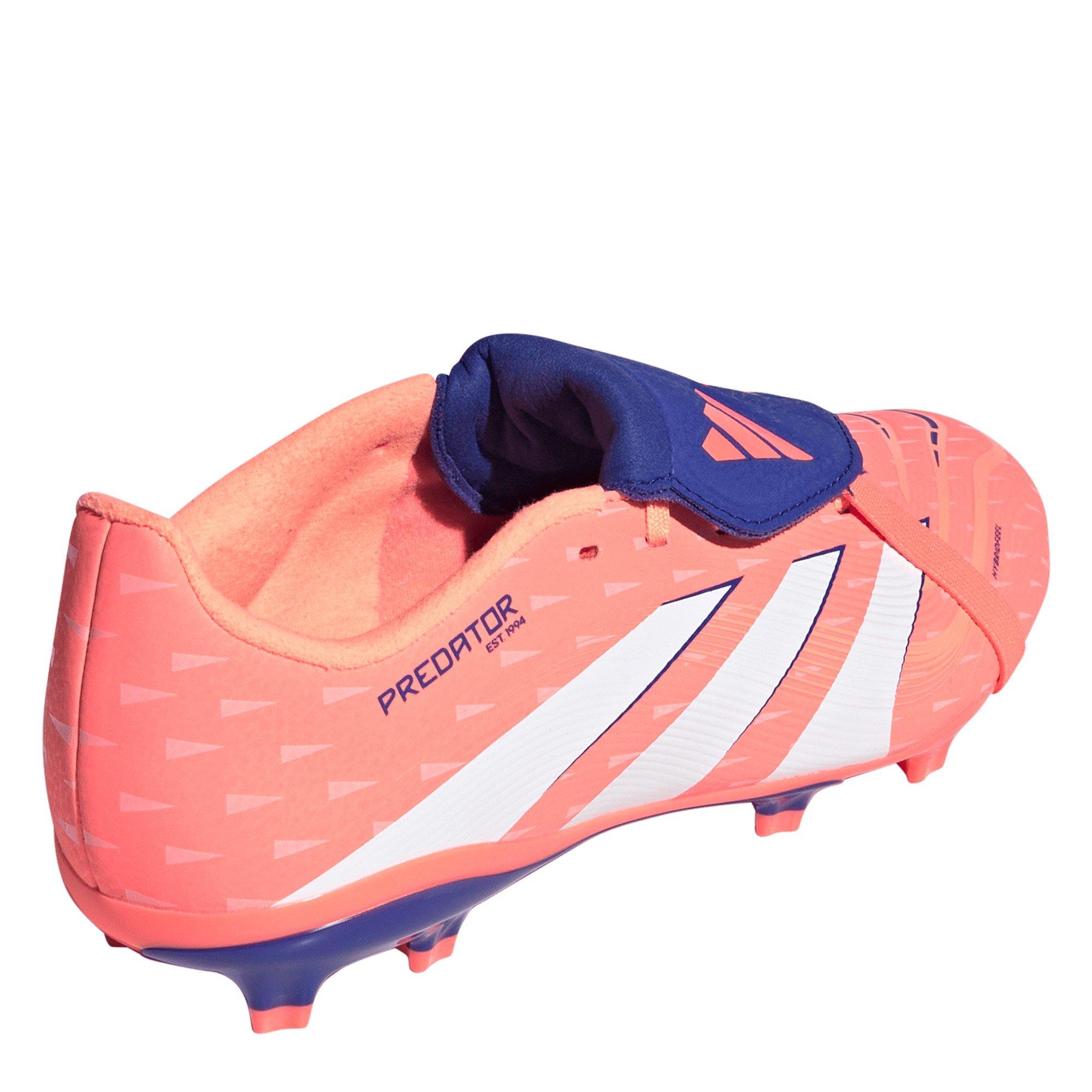 Laranja/Branco - adidas - Predator League Fold-Over Tongue Junior Firm Ground Football Boots - 4