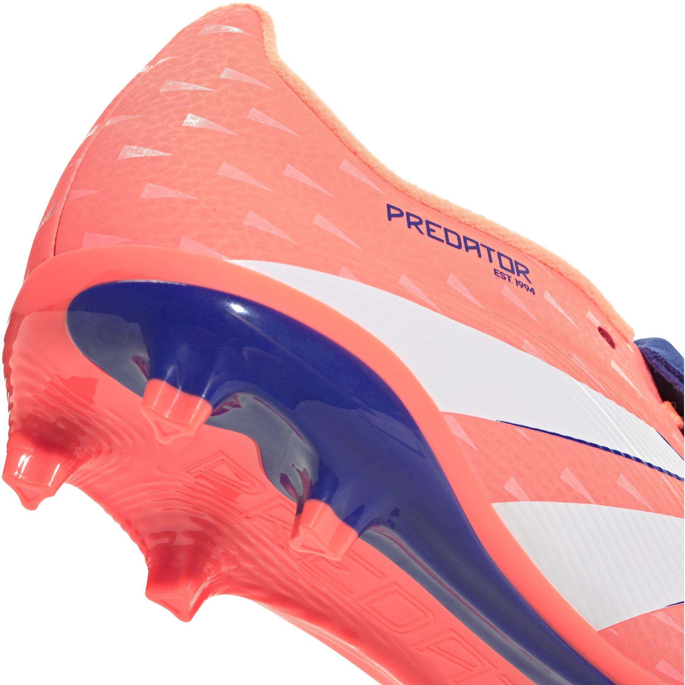 Laranja/Branco - adidas - Predator League Fold-Over Tongue Junior Firm Ground Football Boots - 7