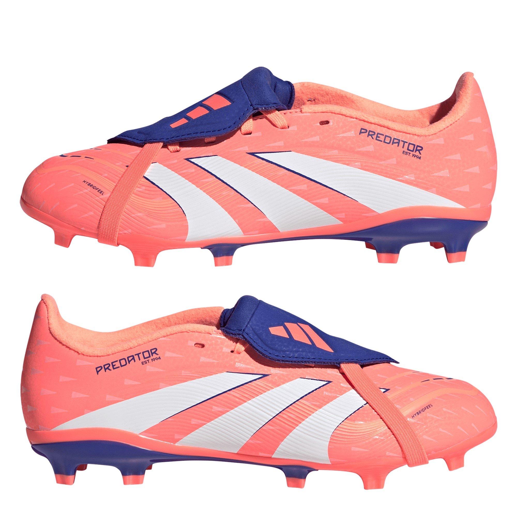 Laranja/Branco - adidas - Predator League Fold-Over Tongue Junior Firm Ground Football Boots - 9