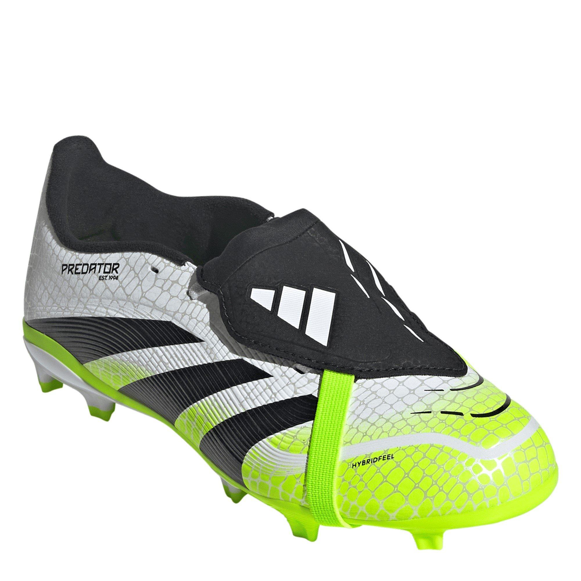 White/Blk/Lemon - adidas - Predator League Fold-Over Tongue Junior Firm Ground Football Boots - 3