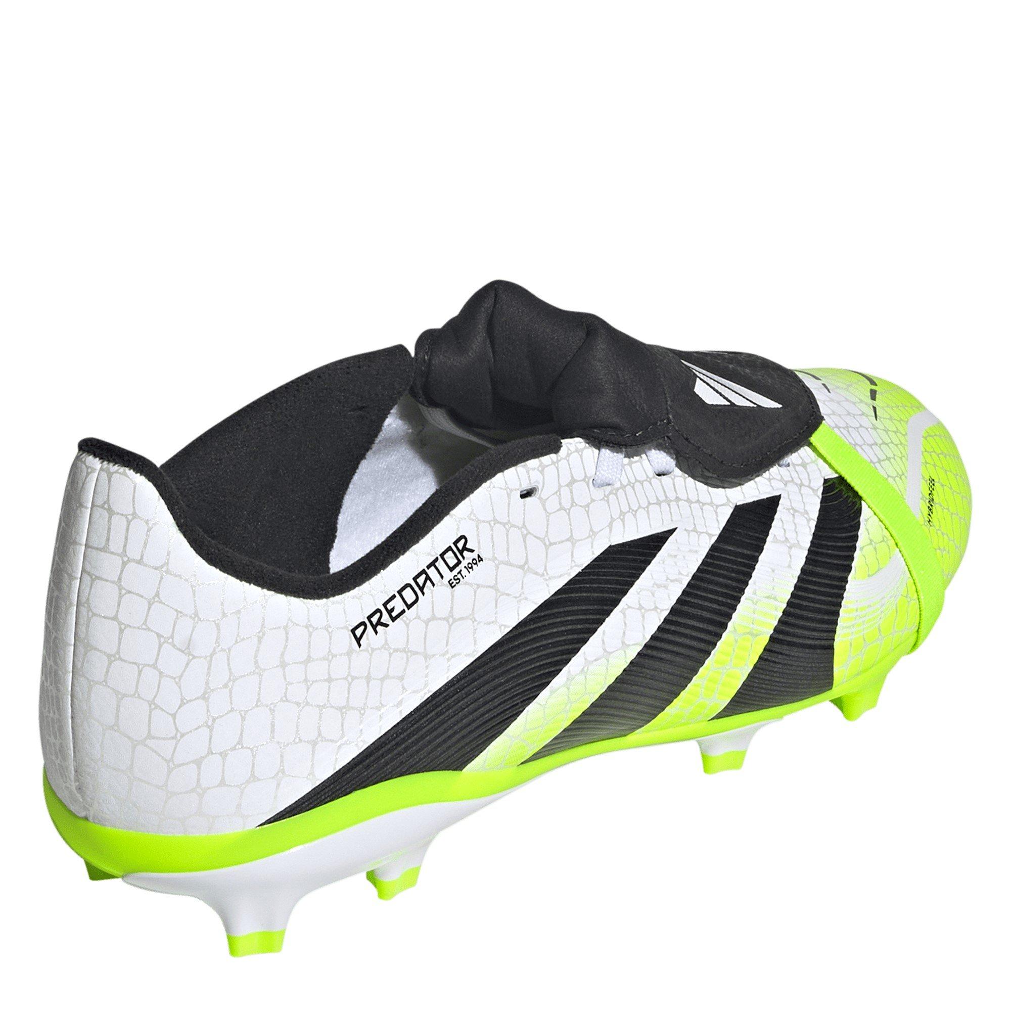 White/Blk/Lemon - adidas - Predator League Fold-Over Tongue Junior Firm Ground Football Boots - 4