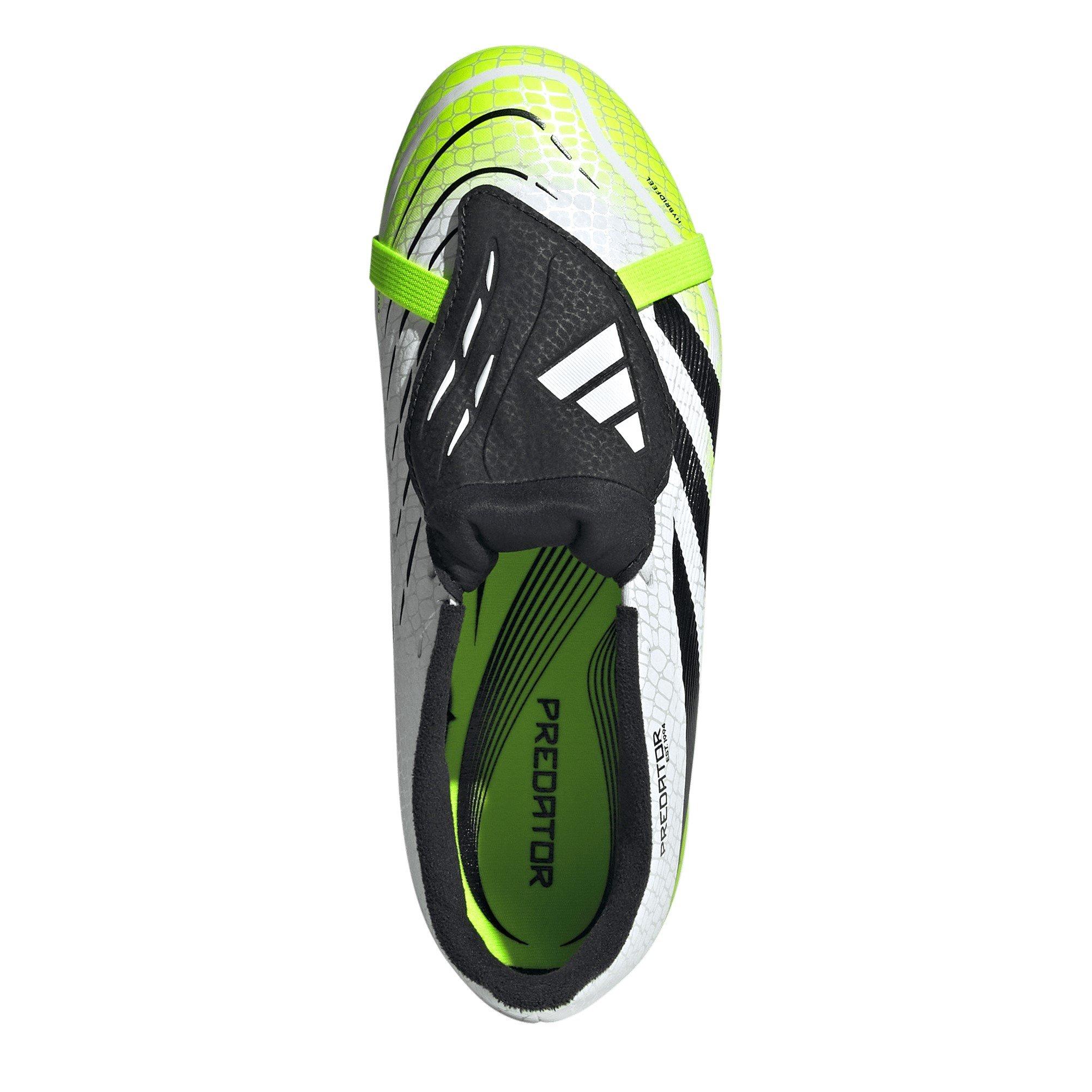 White/Blk/Lemon - adidas - Predator League Fold-Over Tongue Junior Firm Ground Football Boots - 5