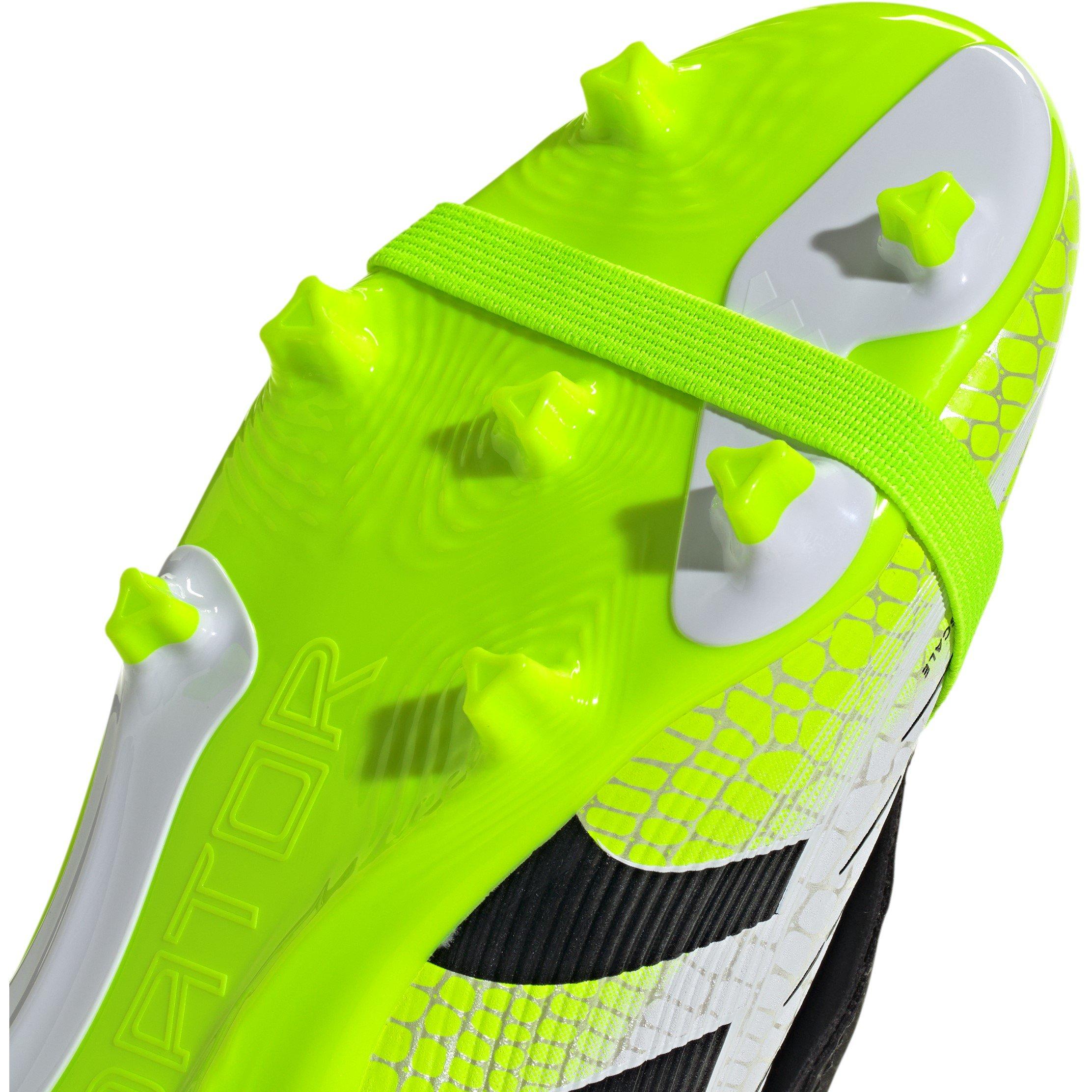 White/Blk/Lemon - adidas - Predator League Fold-Over Tongue Junior Firm Ground Football Boots - 8