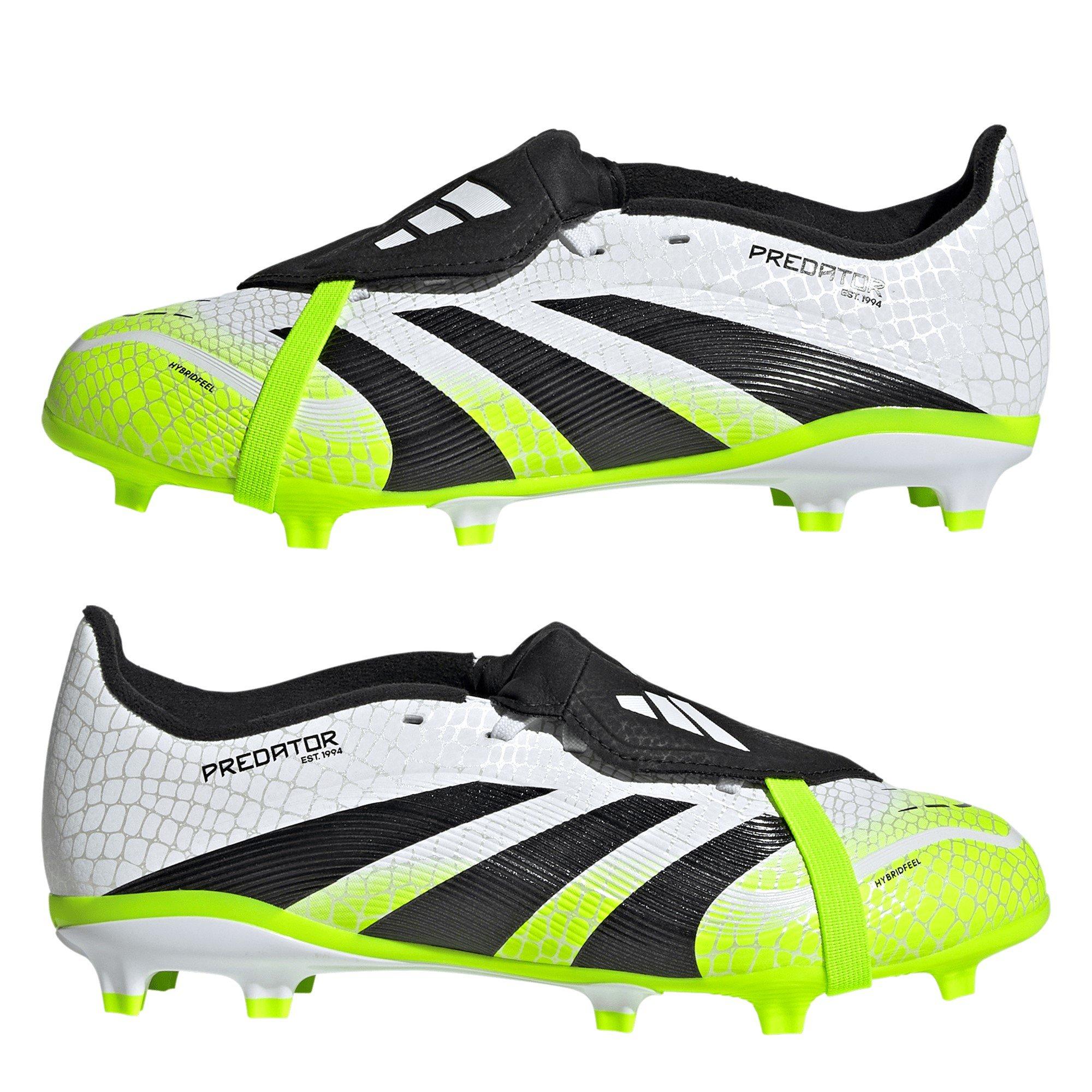 White/Blk/Lemon - adidas - Predator League Fold-Over Tongue Junior Firm Ground Football Boots - 9