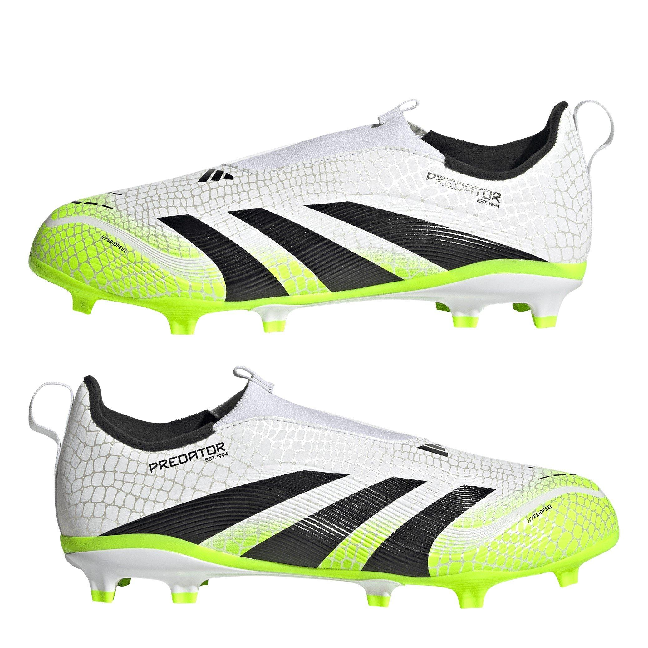 Blanc/Noir/Citron - adidas - Predator League Laceless Juniors Firm Ground Football Boots - 9