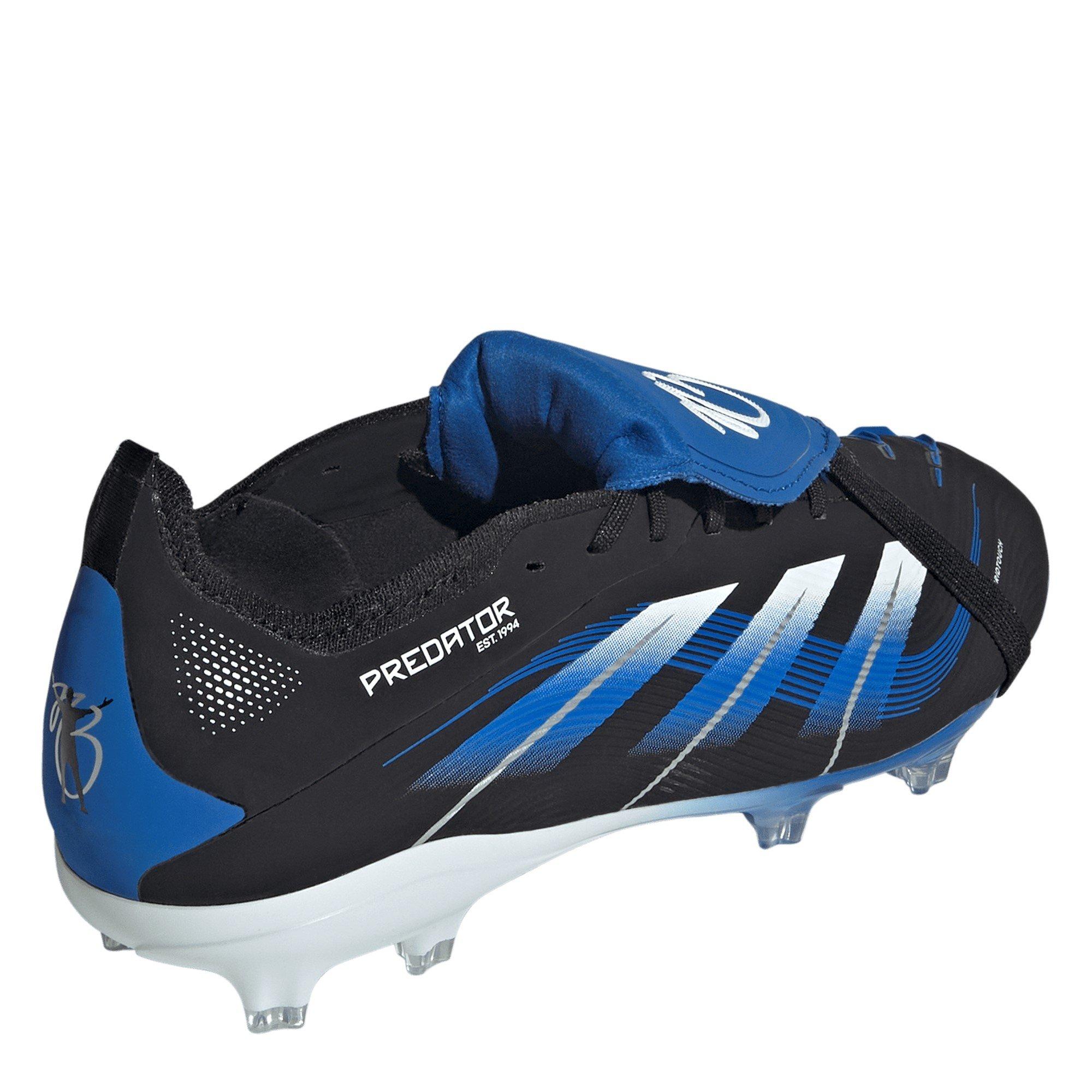 Negro/Azul - adidas - Predator Elite Fold-Over Tongue Junior Firm Ground Football Boots - 4