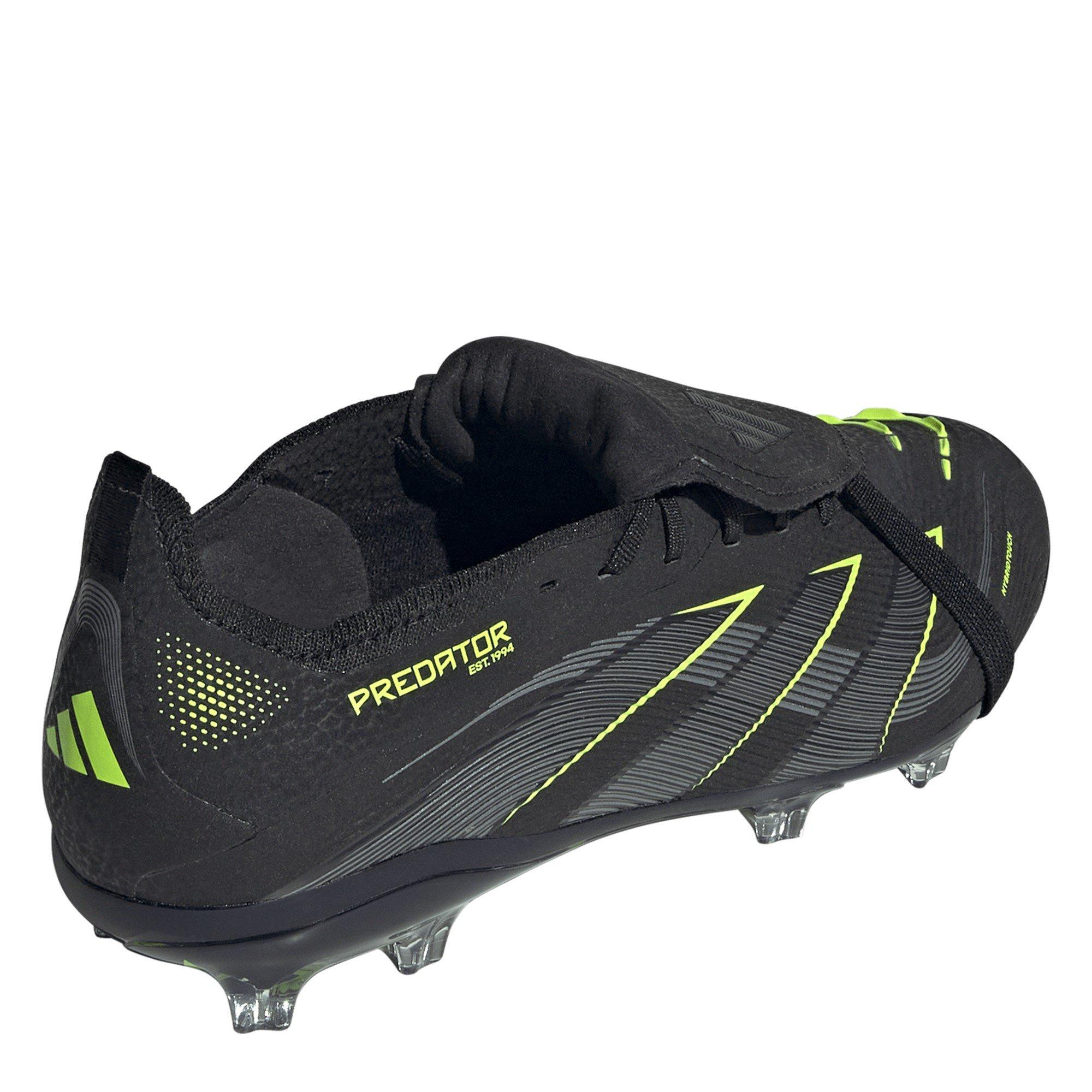Negro/Limón - adidas - Predator Elite Fold-Over Tongue Junior Firm Ground Football Boots - 4