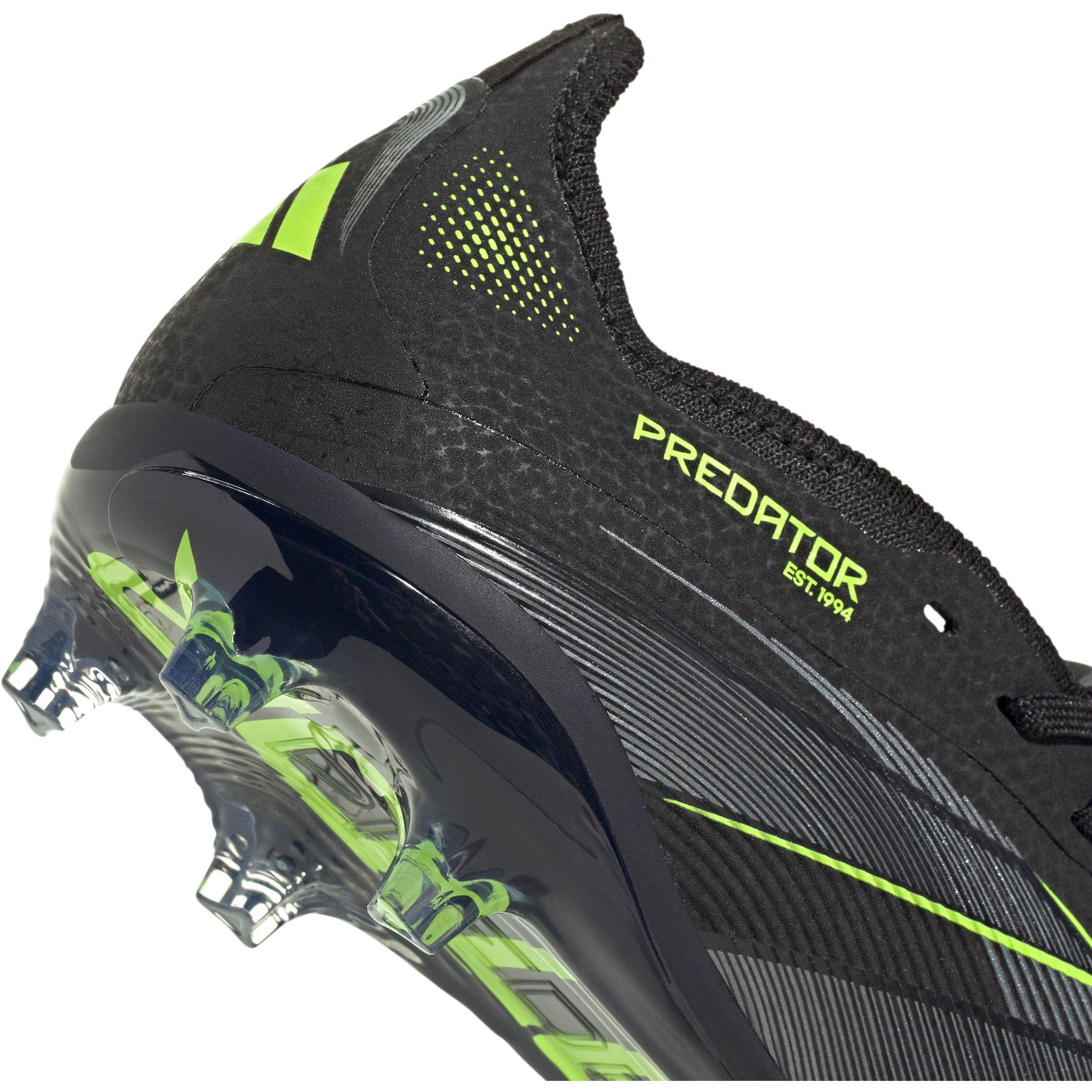 Negro/Limón - adidas - Predator Elite Fold-Over Tongue Junior Firm Ground Football Boots - 8