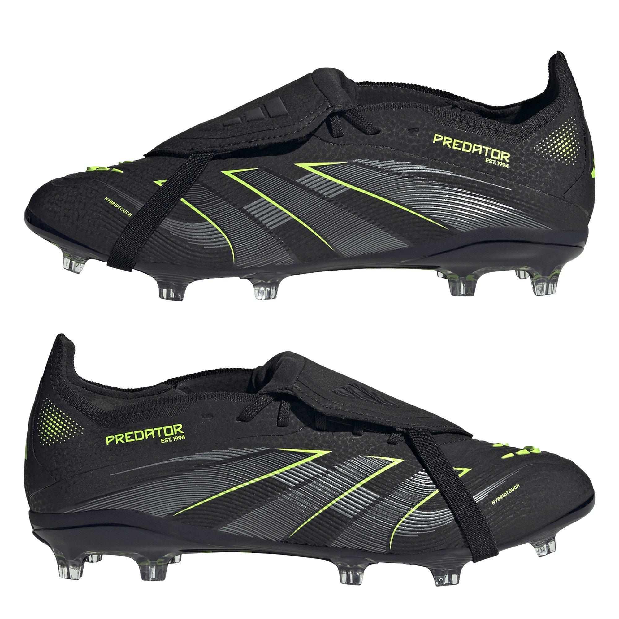 Negro/Limón - adidas - Predator Elite Fold-Over Tongue Junior Firm Ground Football Boots - 9