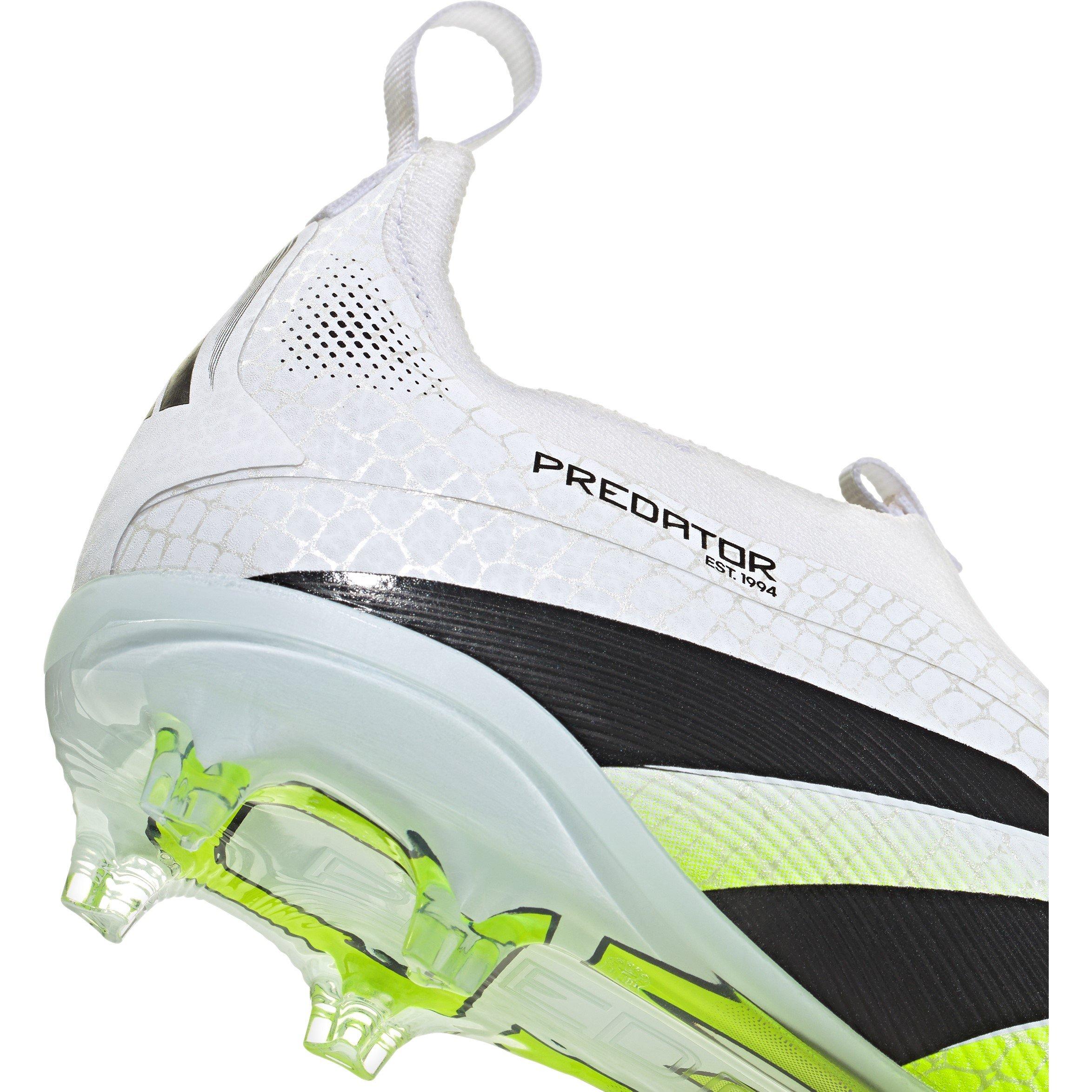 Bijelo/Crno/Limun - adidas - Predator Elite Laceless Junior Firm Ground Football Boots - 7