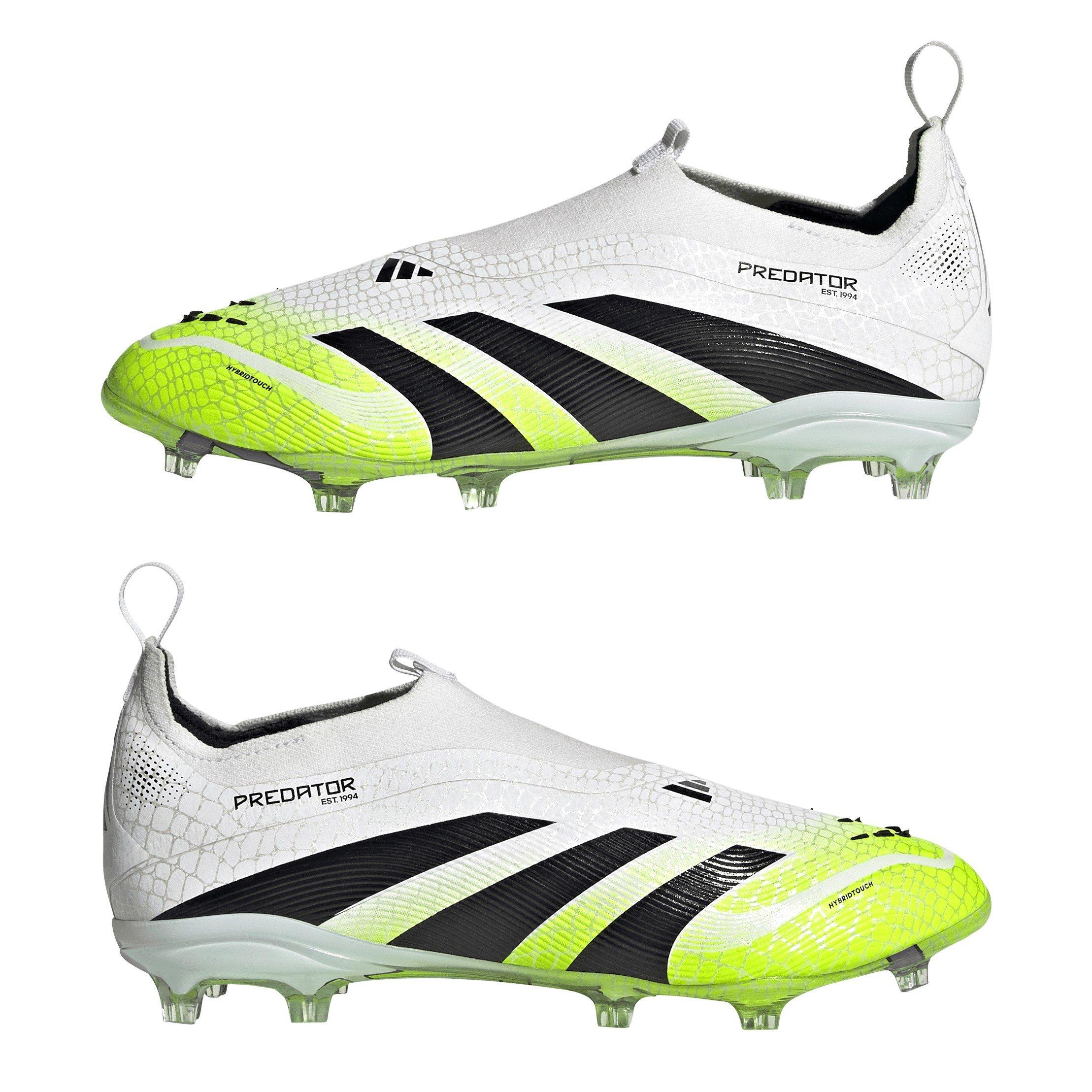 Bijelo/Crno/Limun - adidas - Predator Elite Laceless Junior Firm Ground Football Boots - 9