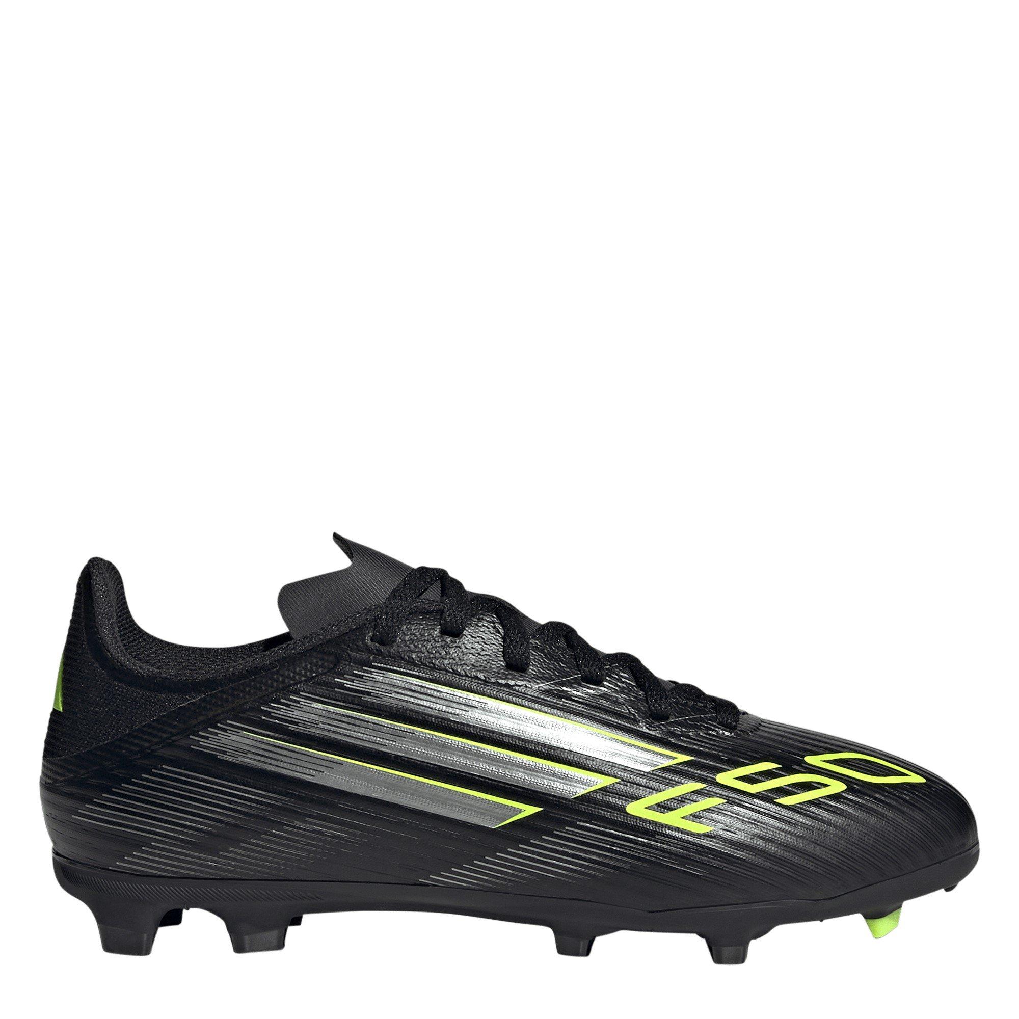 adidas F50 League Juniors Firm Ground Football Boots - Black/Lemon