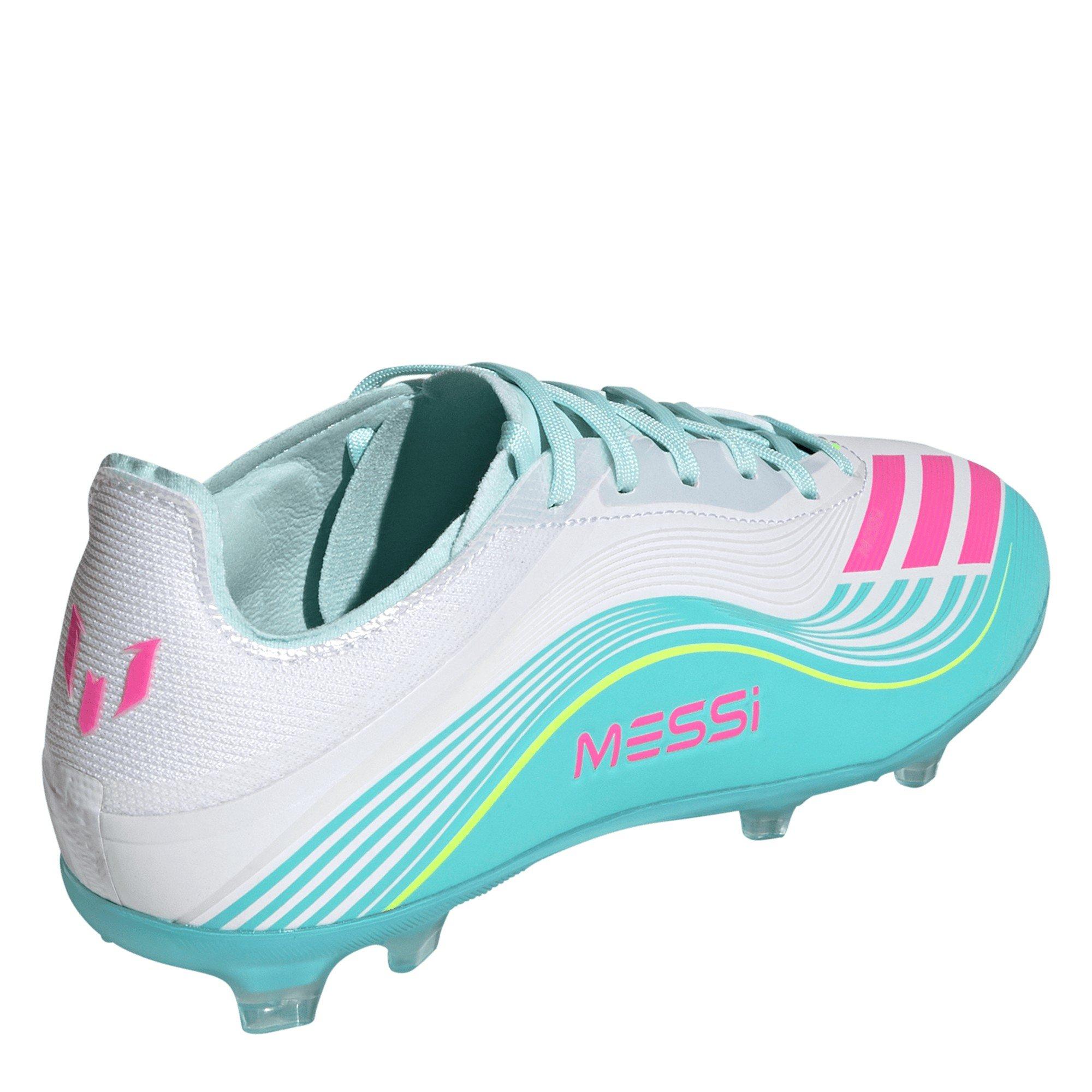 Wht/Pink/Blue - adidas - F50 Elite Juniors Firm Ground Football Boots - 4