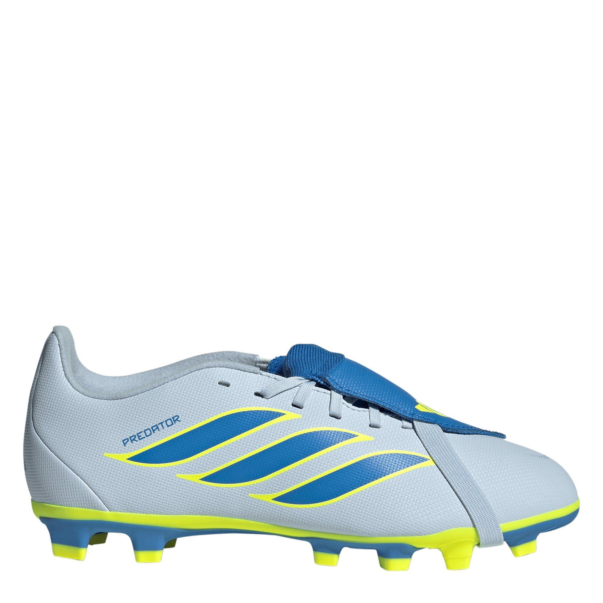 Adidas Boys Kids Predator Fold-Over Tongue Club Firm Ground Football Boots - Blue/Yellow - 5.5 (38.7)