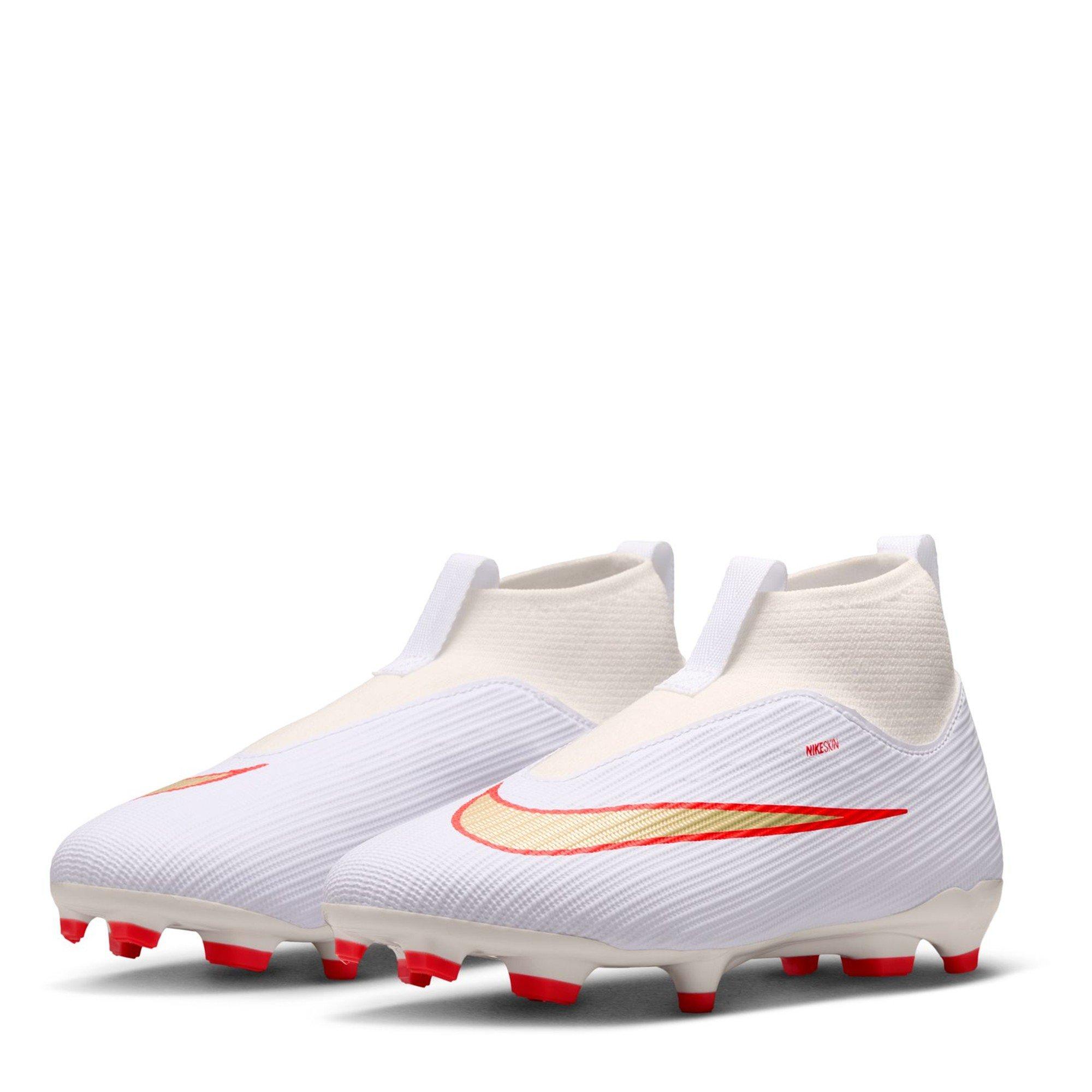 White/Red - Nike - Unisex Kids' Superfly 11 Academy Firm Ground Football Boots - 4