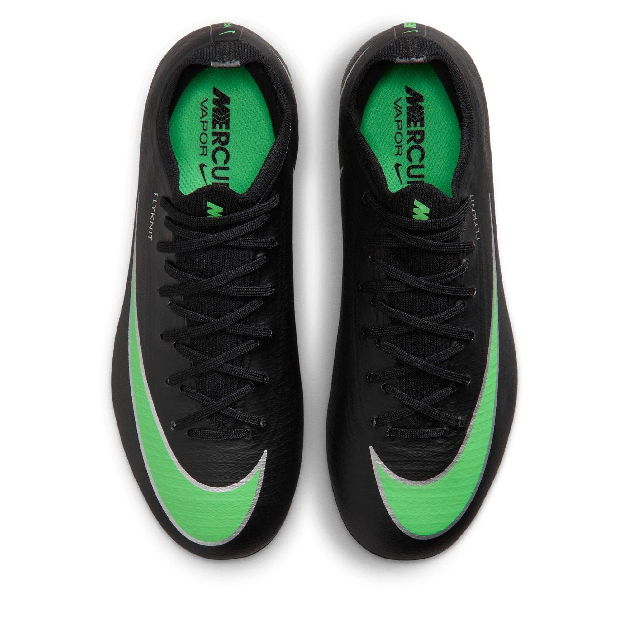 Black/Green - Nike - Nike Air Zoom Mercurial Vapor Elite Junior Firm Ground Football Boots - 6