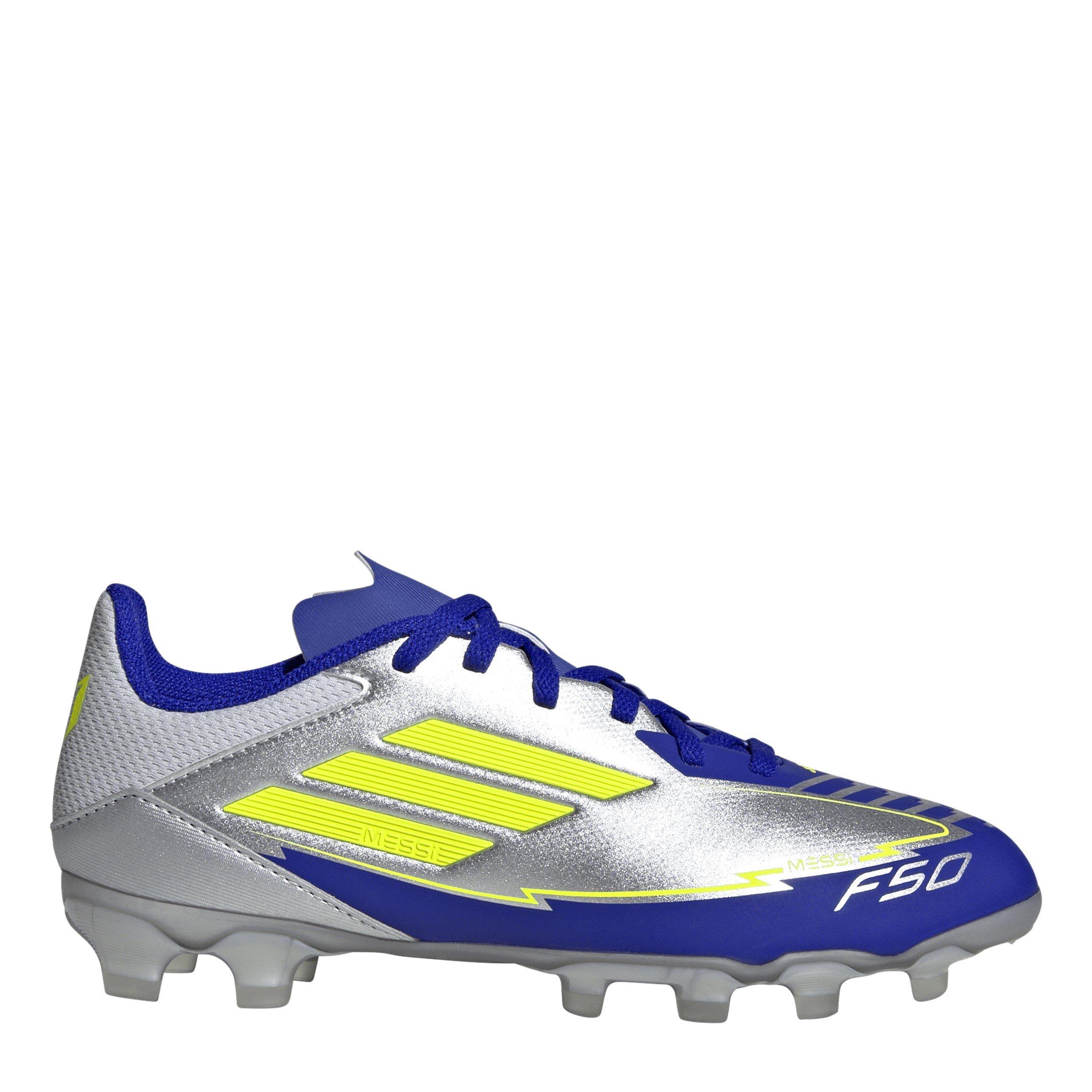 adidas Unisex Kids' F50 Firm Ground Football Boots - Slv/Yellow/Blue