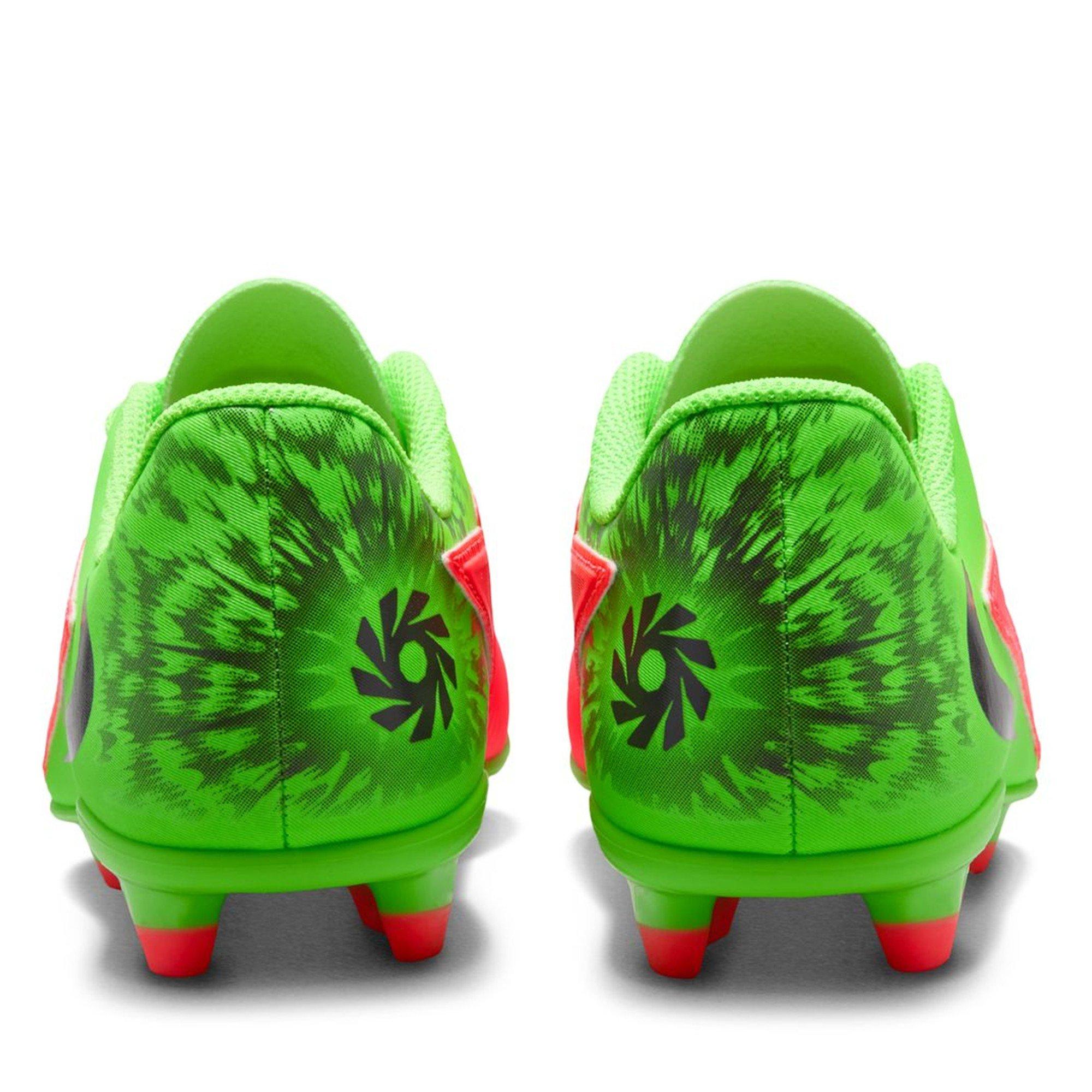 Punch/Blk-Green - Nike - Kids' Phan 6 Firm Ground Football Boots - 5