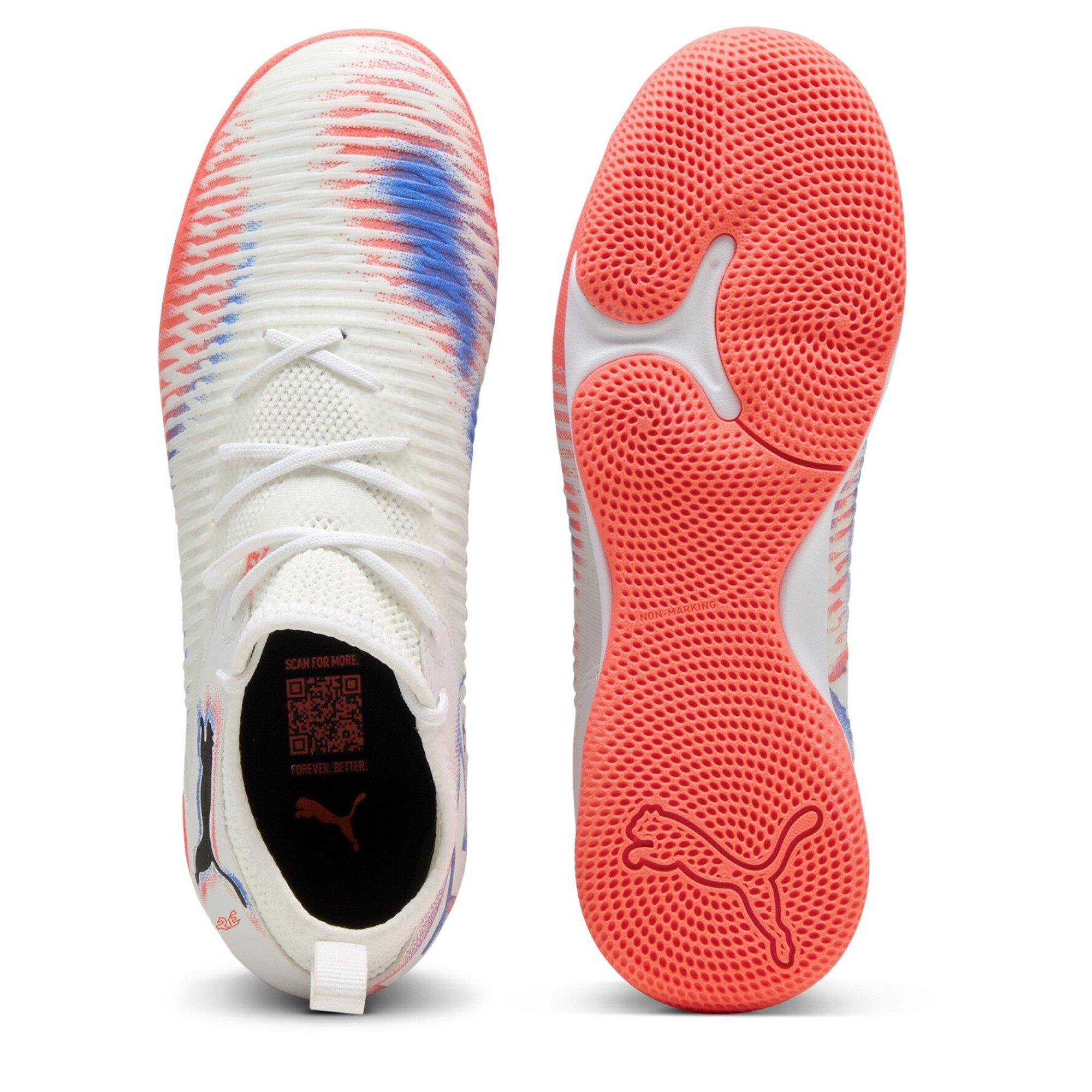 Wht-Blk-Glw Red - Puma - Unisex Kids Future 8 Match It + Mid Indoor Football Boots - 3