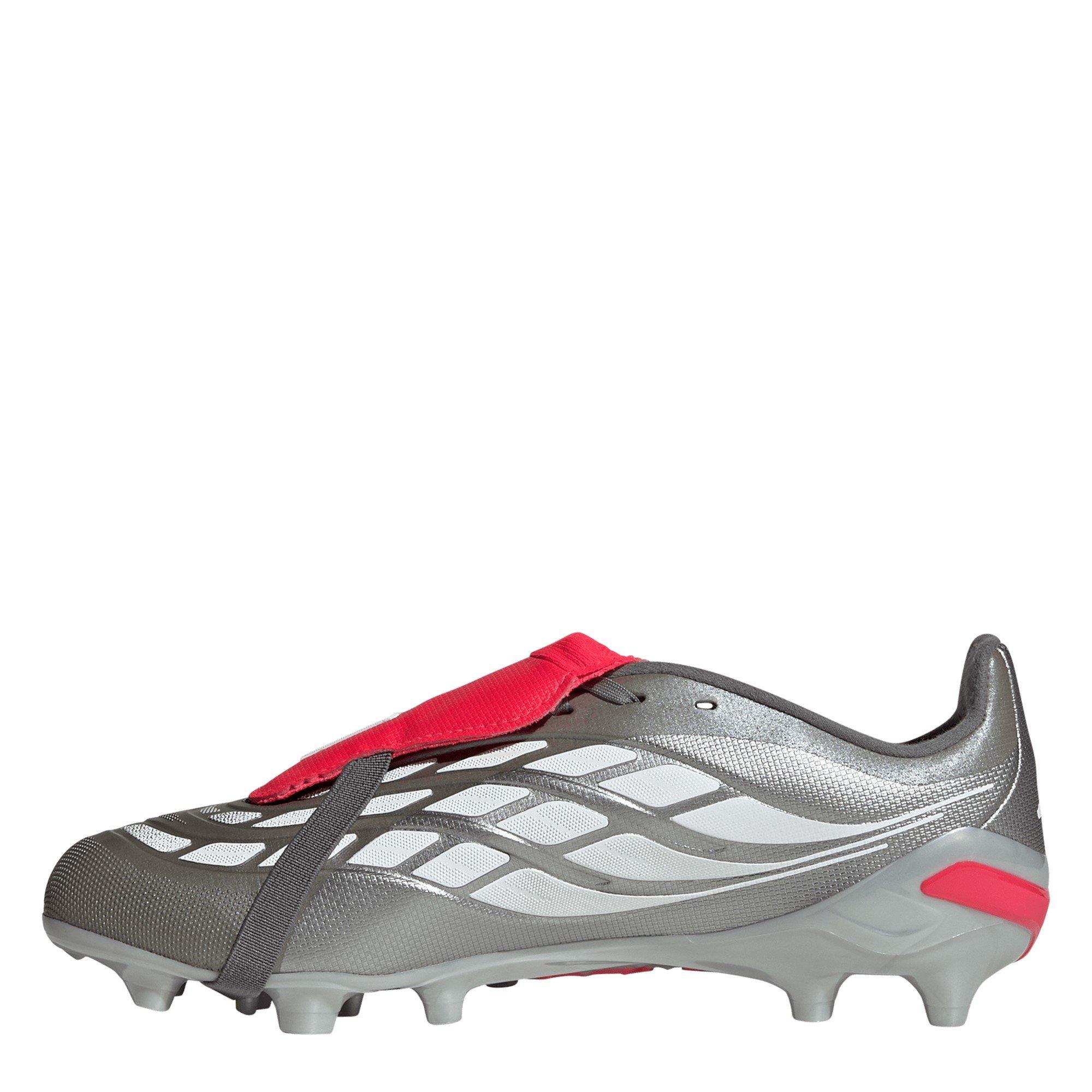 Grey/Red - adidas - Predator Fold-Over Tongue League Astro Turf Football Boots Juniors - 2
