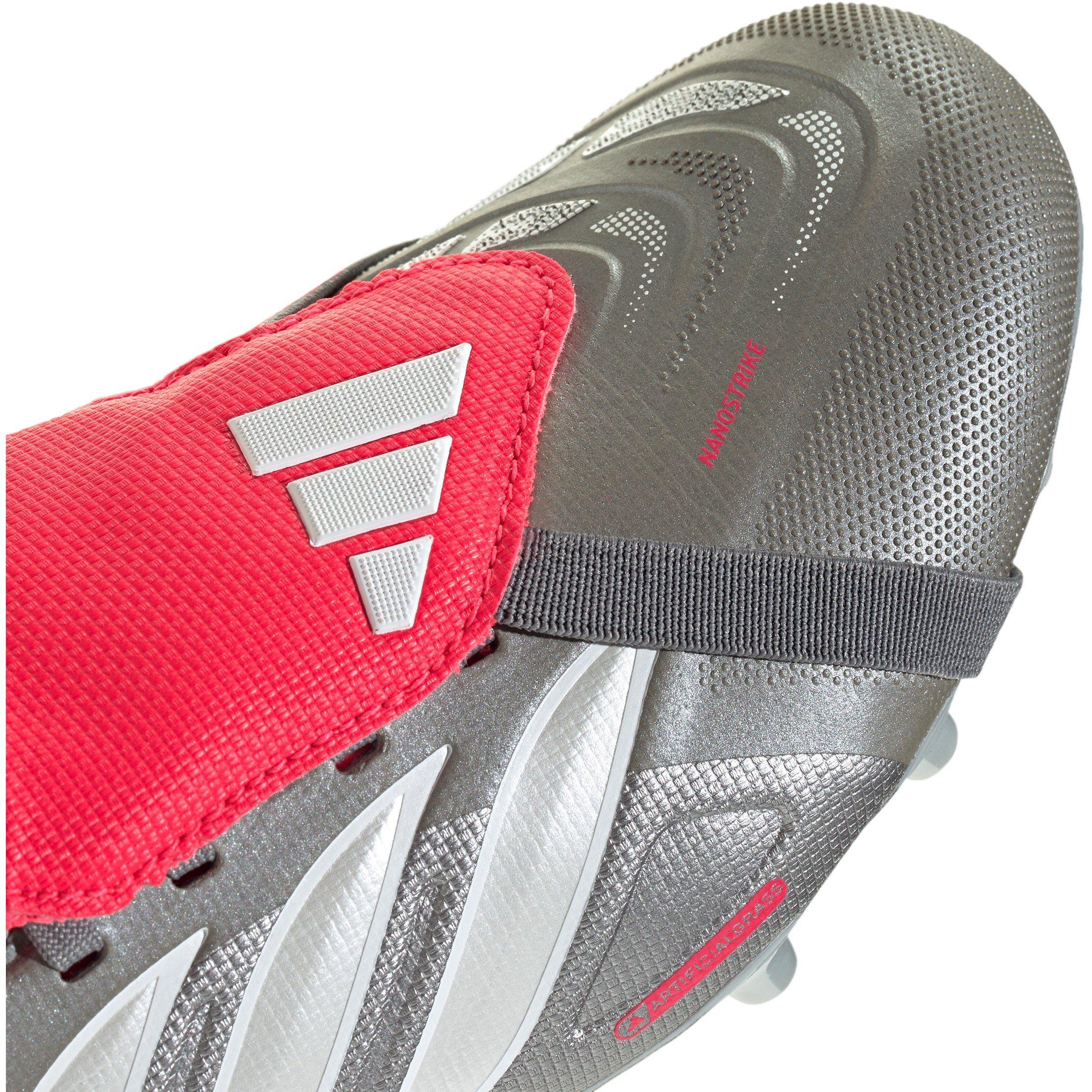 Grey/Red - adidas - Predator Fold-Over Tongue League Astro Turf Football Boots Juniors - 8