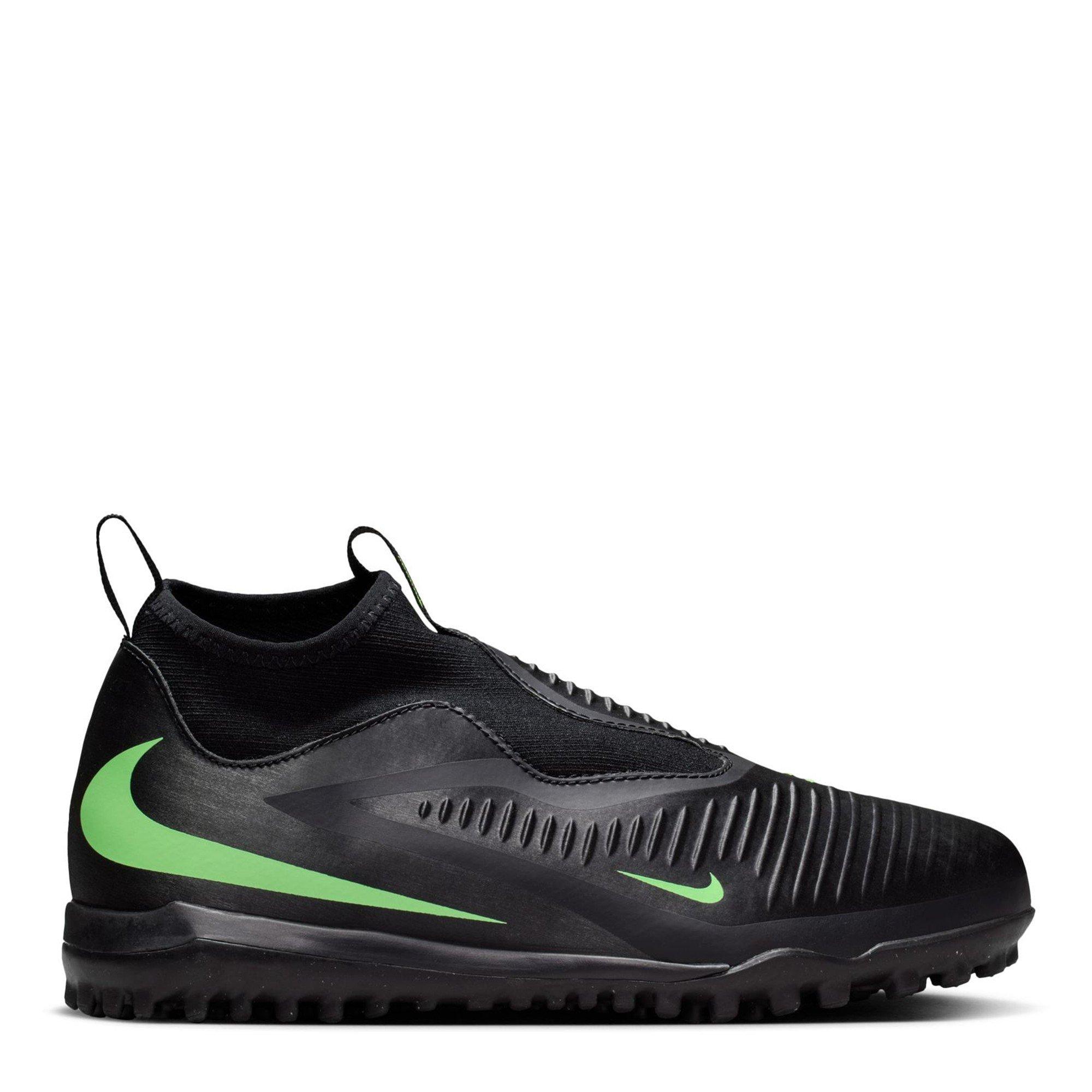 Nike Boys Phantom 6 High Academy Juniors Astro Turf Football Boots - Black/Green - 5 (38)