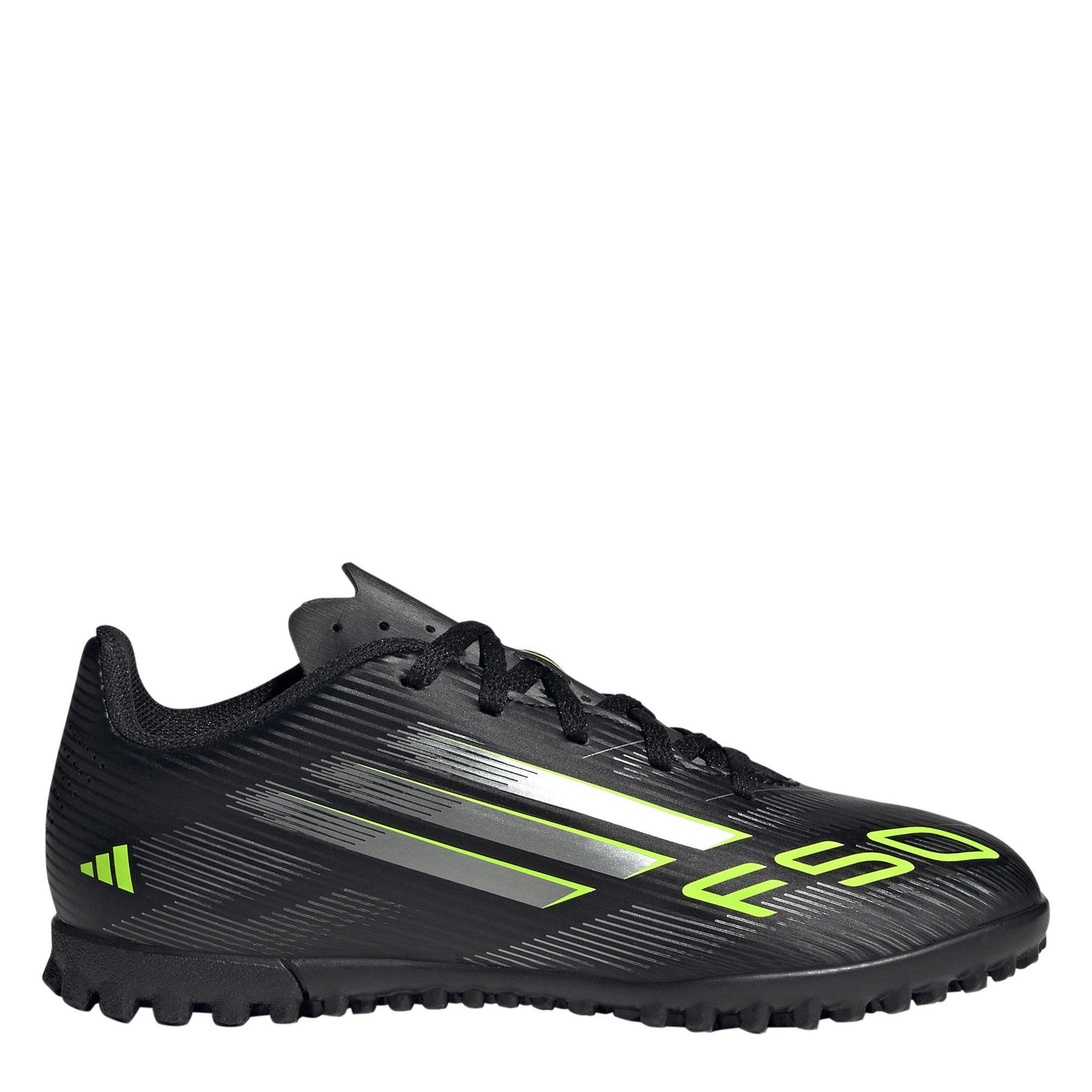 Adidas Boys F50 Club Juniors Astro Turf Football Boots - Black/Lemon - 3 (35.5)