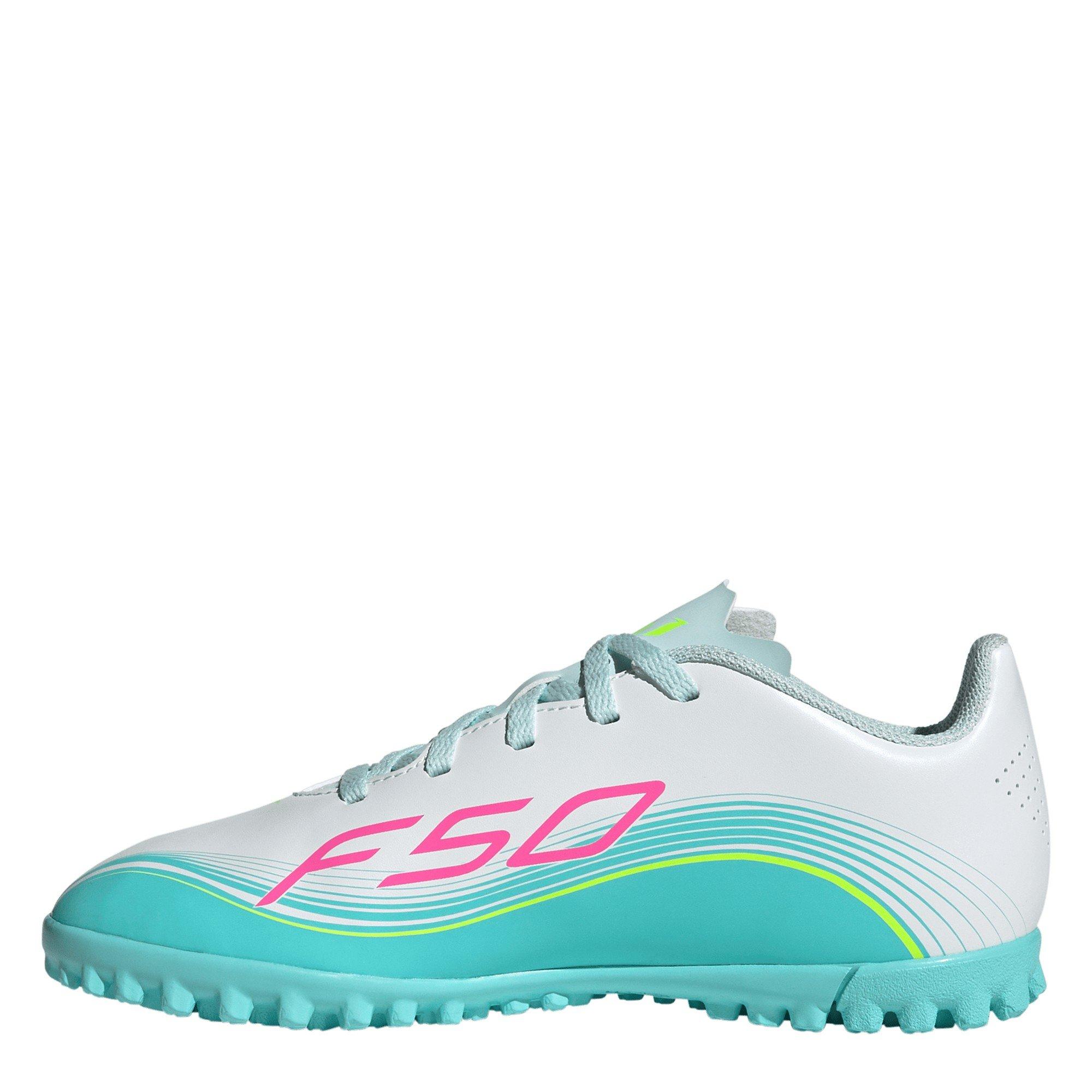 Wht/Pink/Blue - adidas - F50 Club Juniors Astro Turf Football Boots - 2