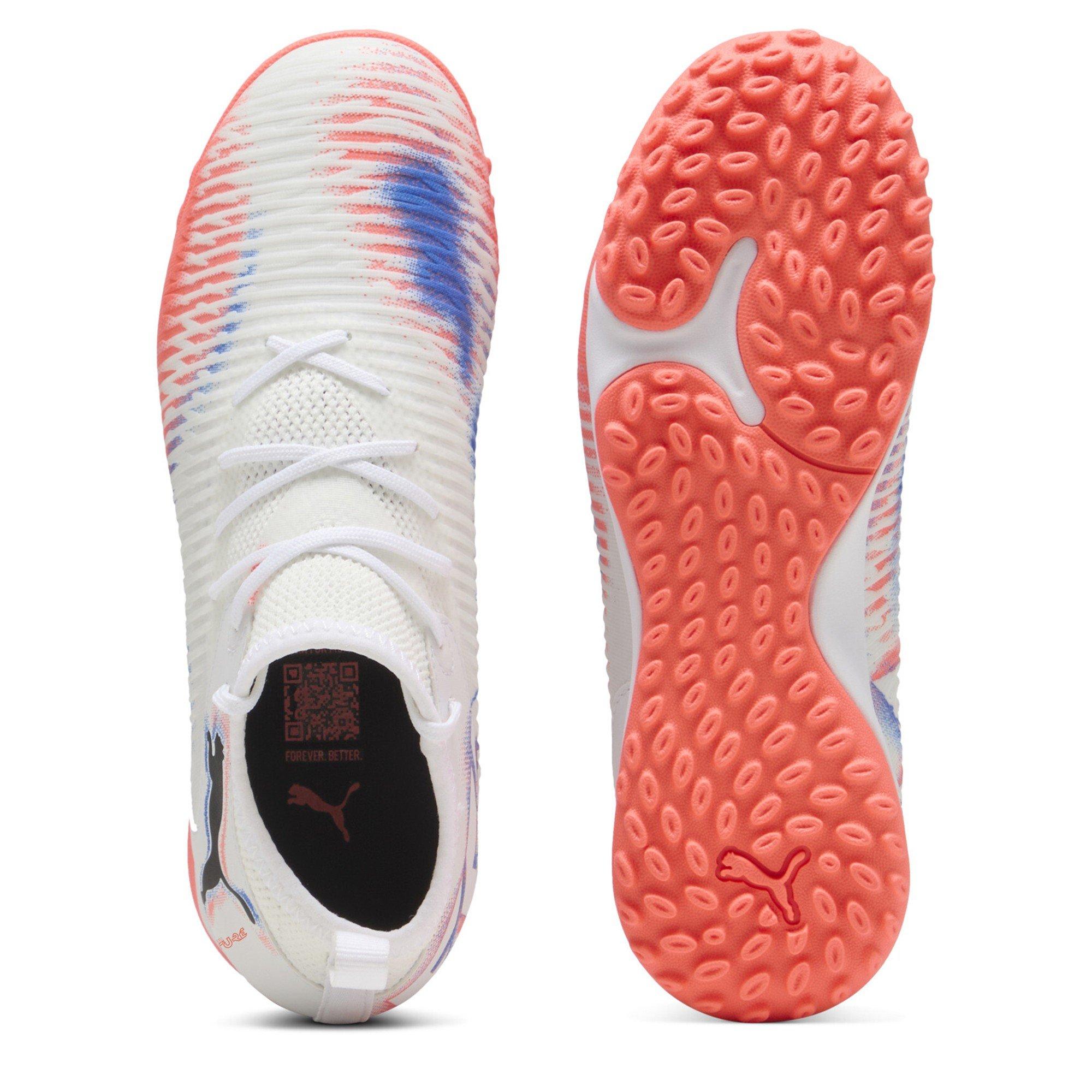 Wht-Blk-Glw Red - Puma - Unisex Kids' Future 8 Match TT + Mid Astro Turf Football Boots - 3