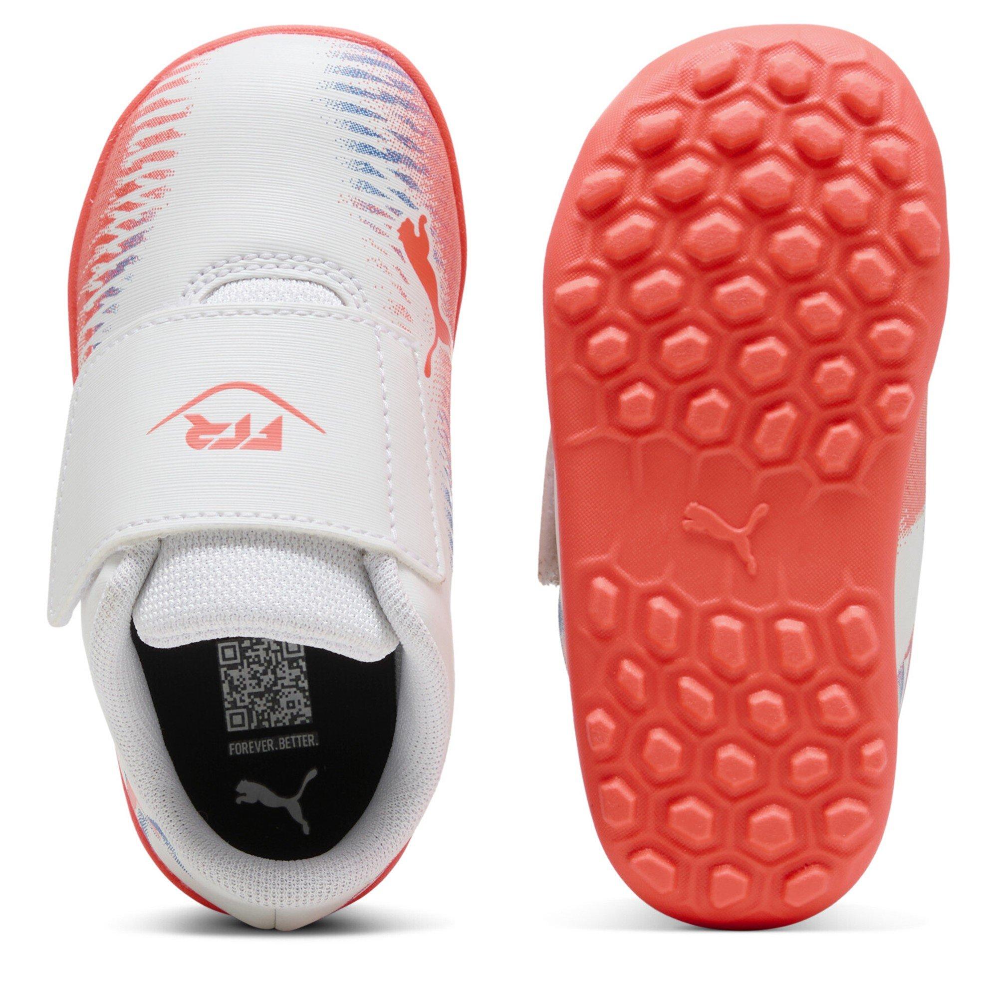 Wht-Blk-Glw Red - Puma - Unisex Kids' Future 8 Play V TT Astro Turf Football Boots - 3
