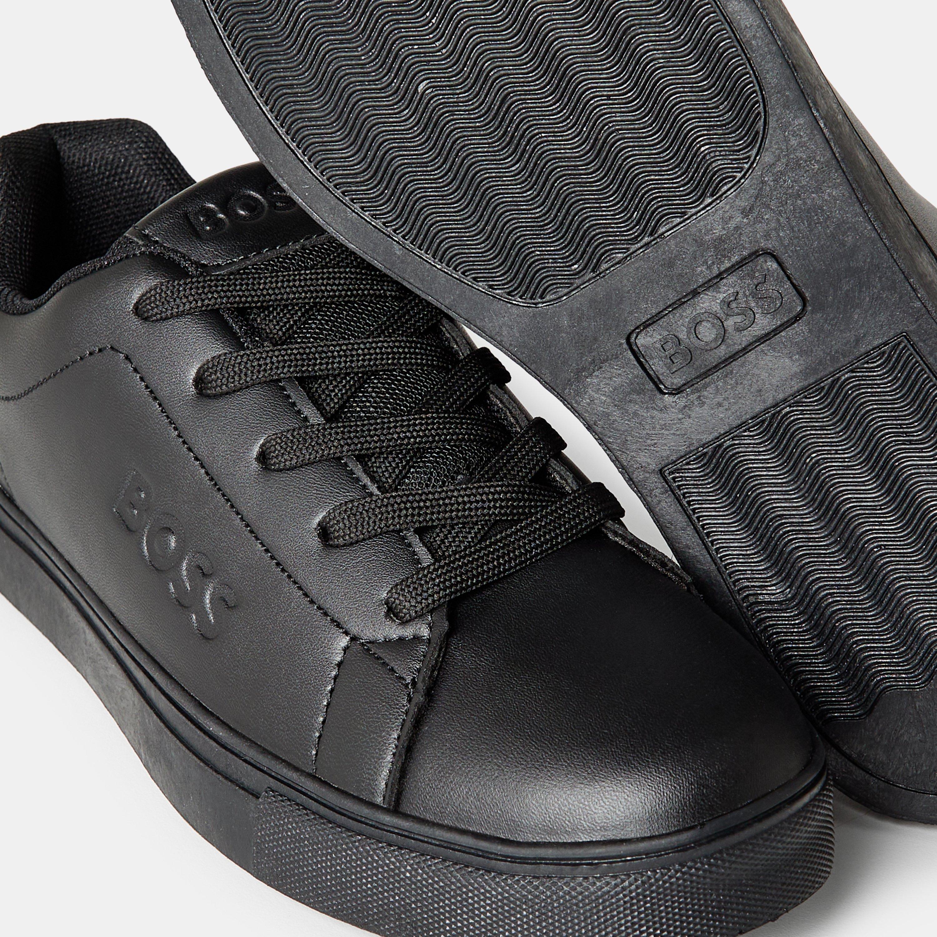 Black/Black - Boss - Logo Court Low Trainers - 3
