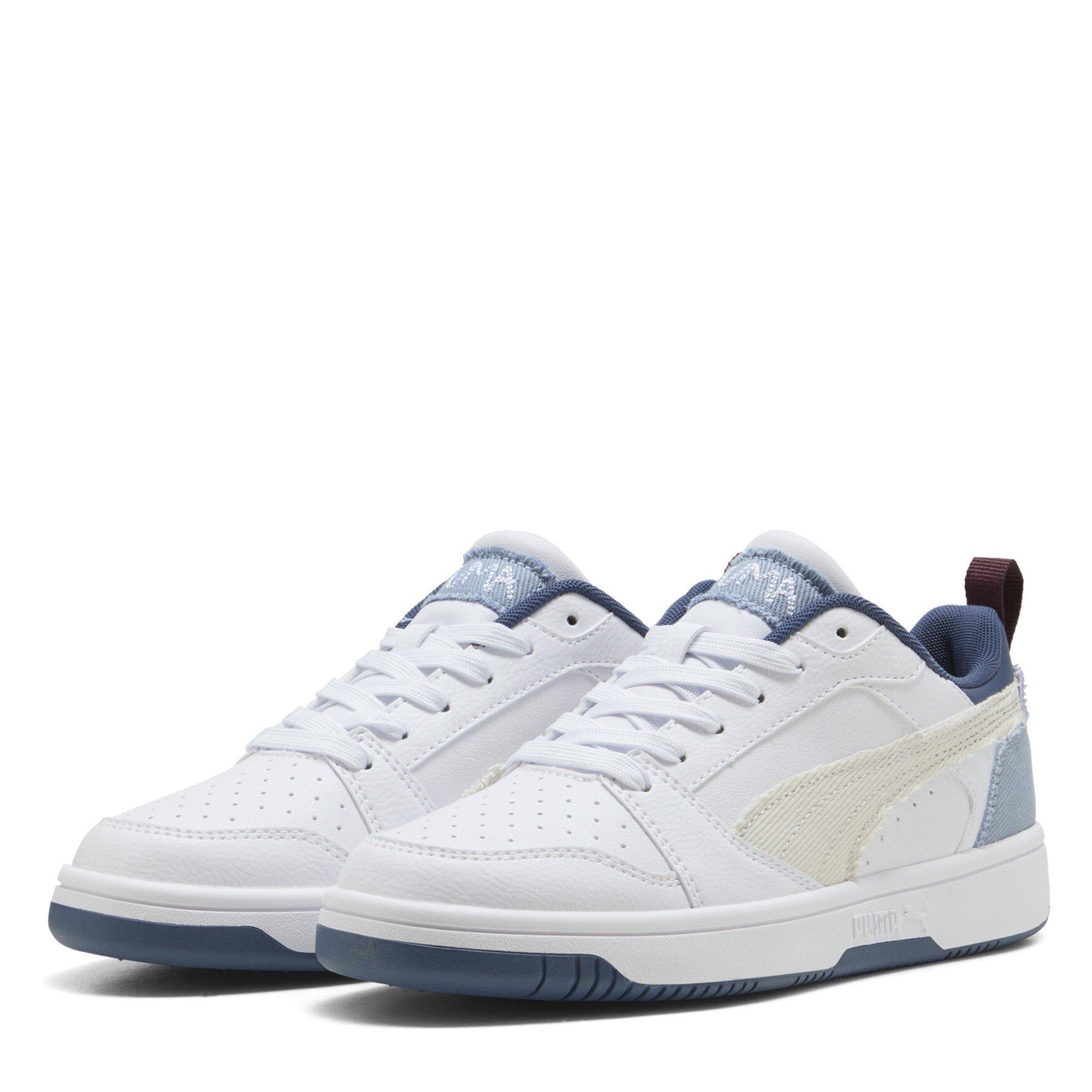 White/Gray/Blue - Puma - Rebound V6 Juniors Shoes - 1