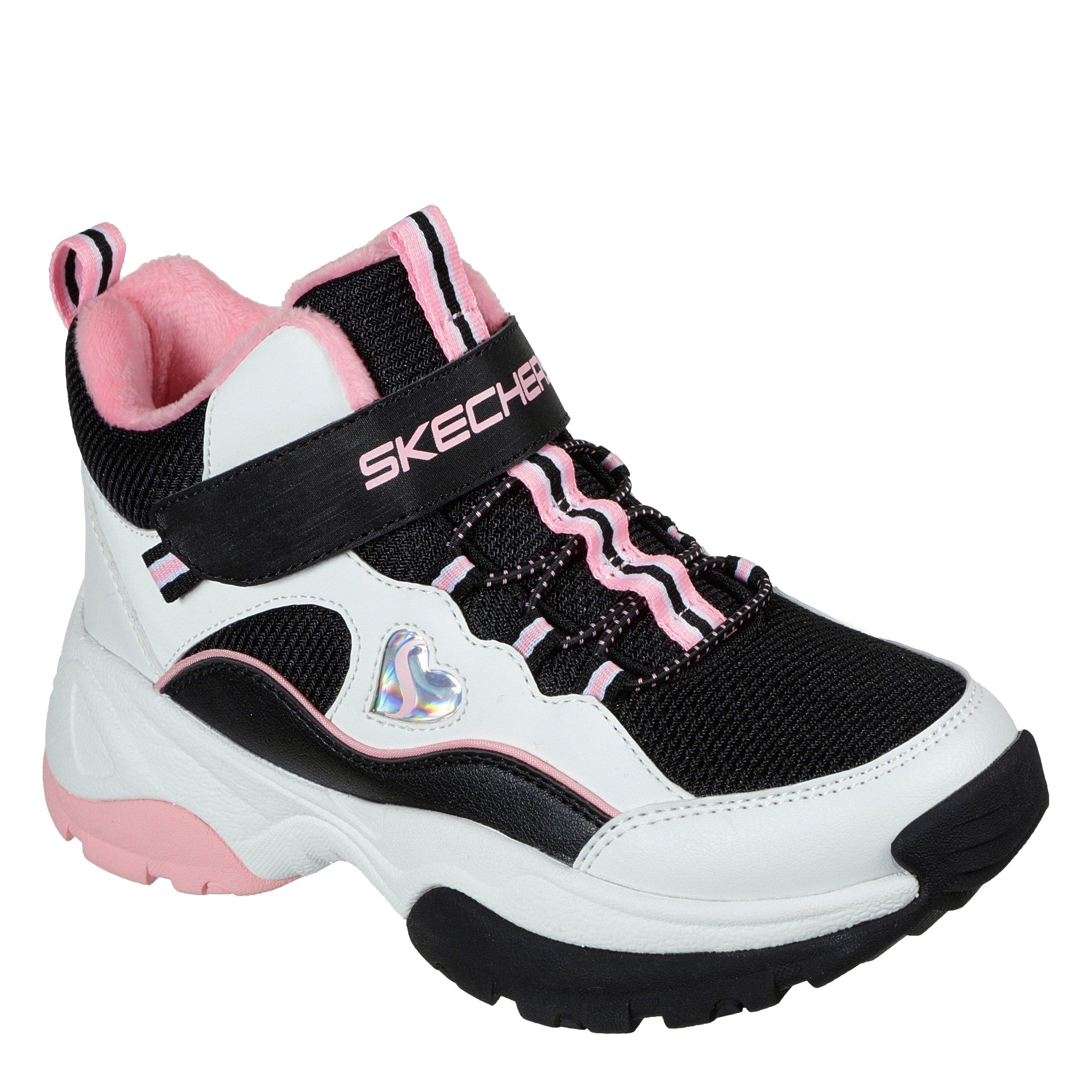 Skechers  Kids ' High-Top Trainers - Blk/Wht/Pink - 4 (37)
