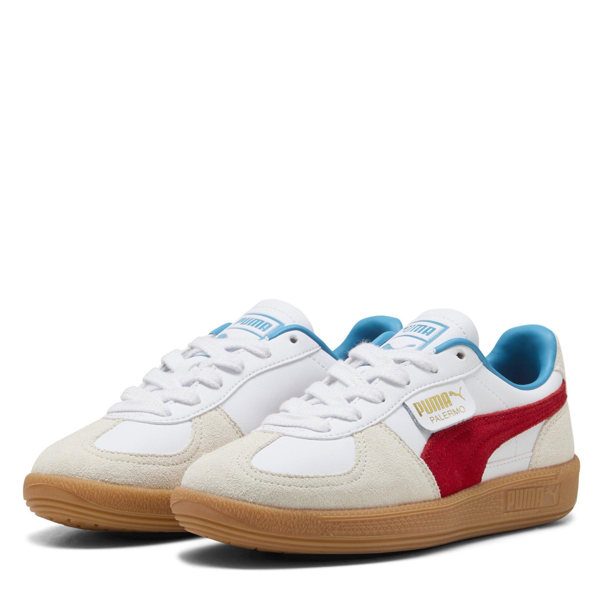 Puma Boys Palermo Leather Jr Low-Top Trainers - White/Red - 5.5 (38.5)