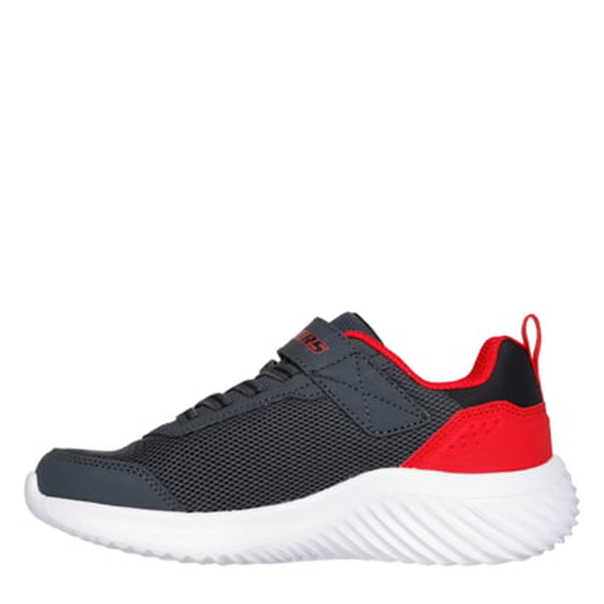 Charcoal/Red - Skechers - Bounder-Tech Slip On Trainers Unisex Kids - 2
