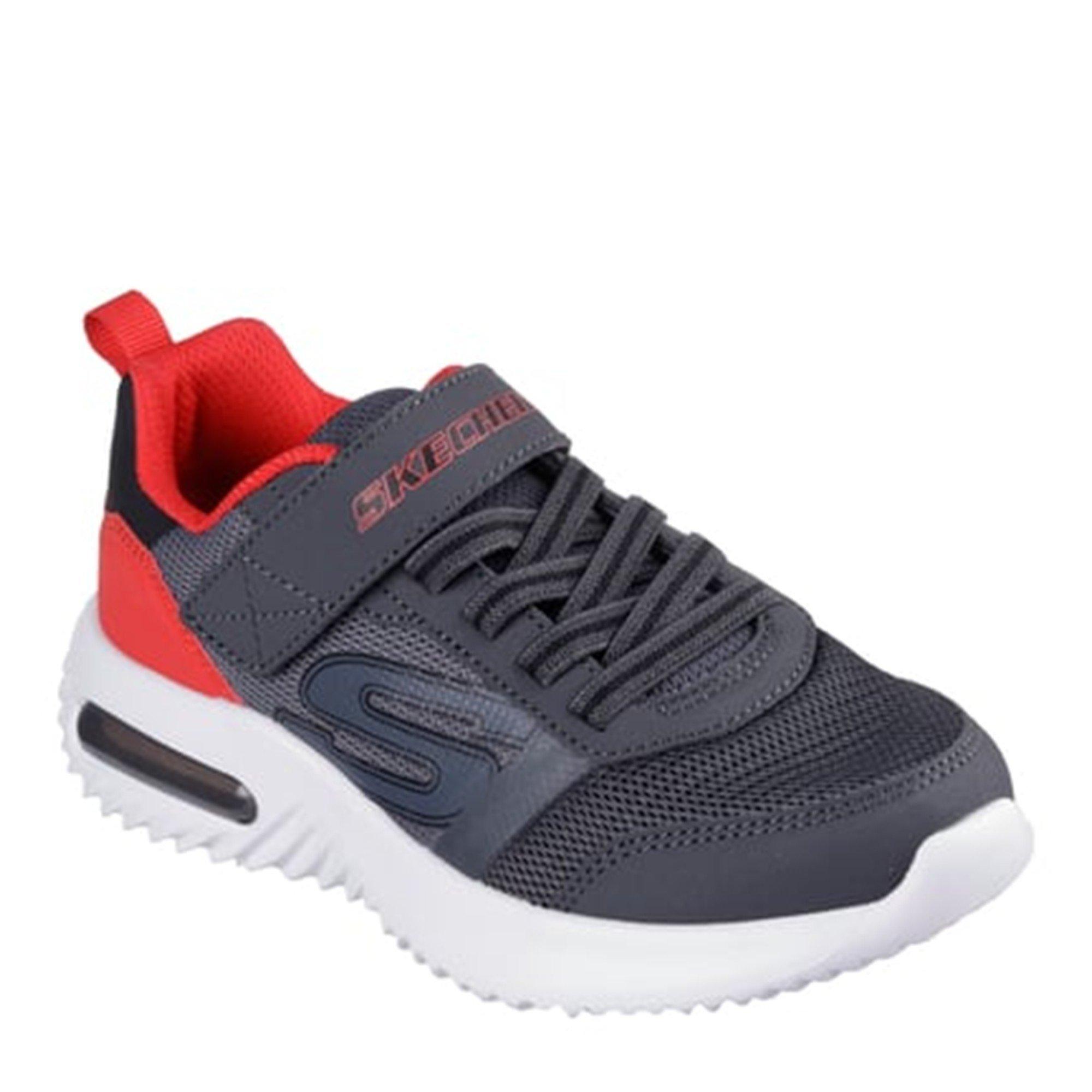 Charcoal/Red - Skechers - Bounder-Tech Slip On Trainers Unisex Kids - 3