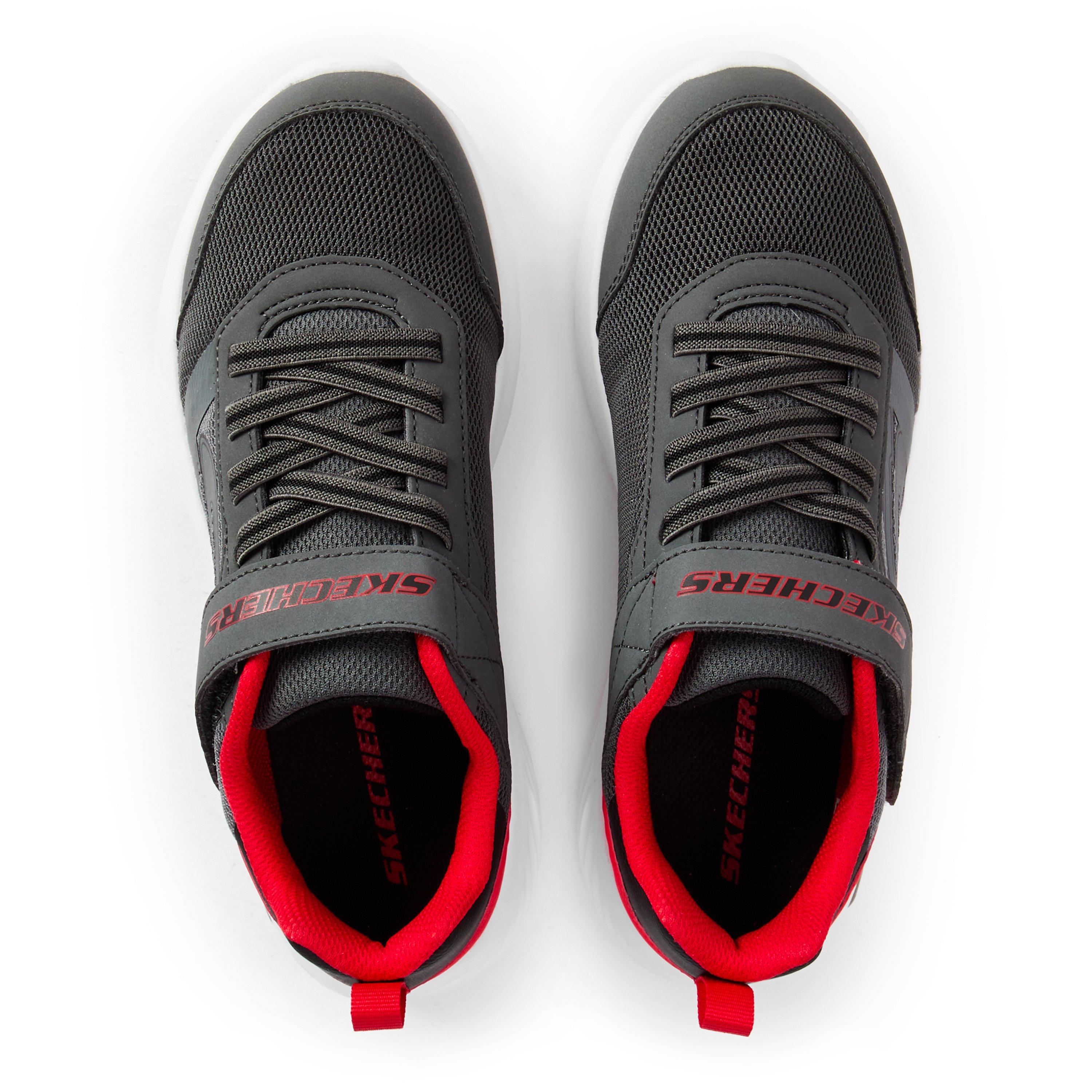 Charcoal/Red - Skechers - Bounder-Tech Slip On Trainers Unisex Kids - 6