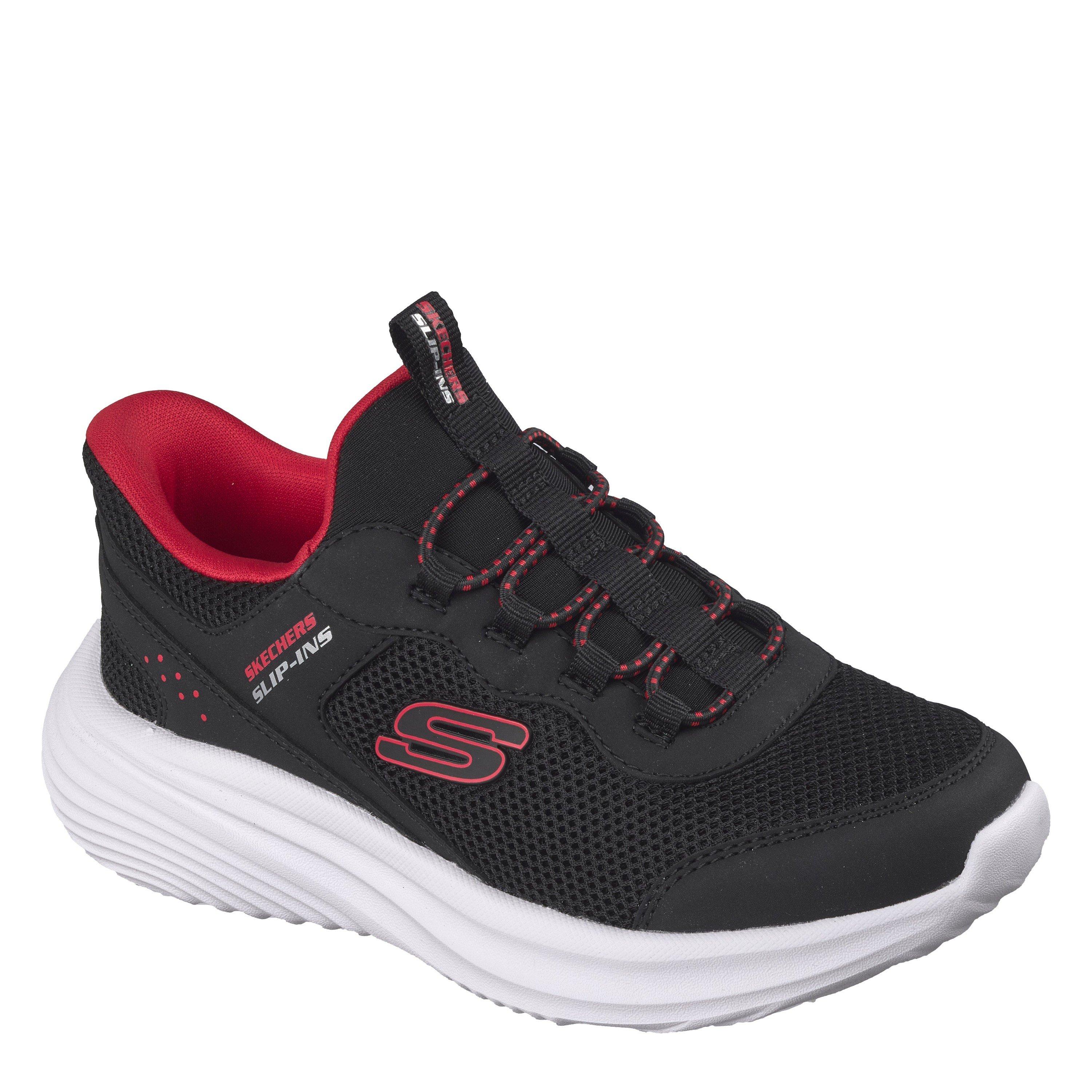 Black/Red - Skechers - Kids Slip On Trainers - 3